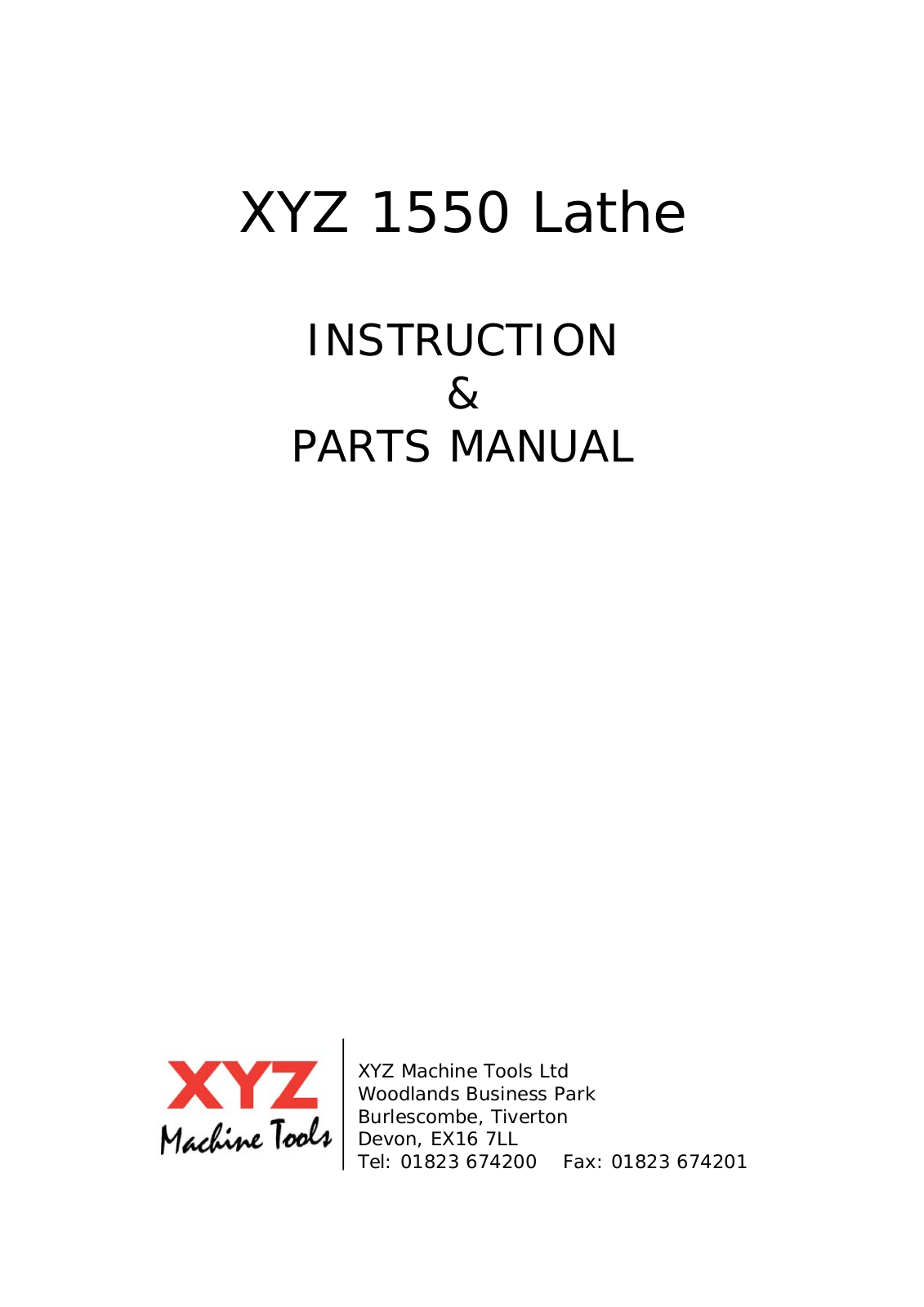 xyz machine tools 1550 Instruction Manual