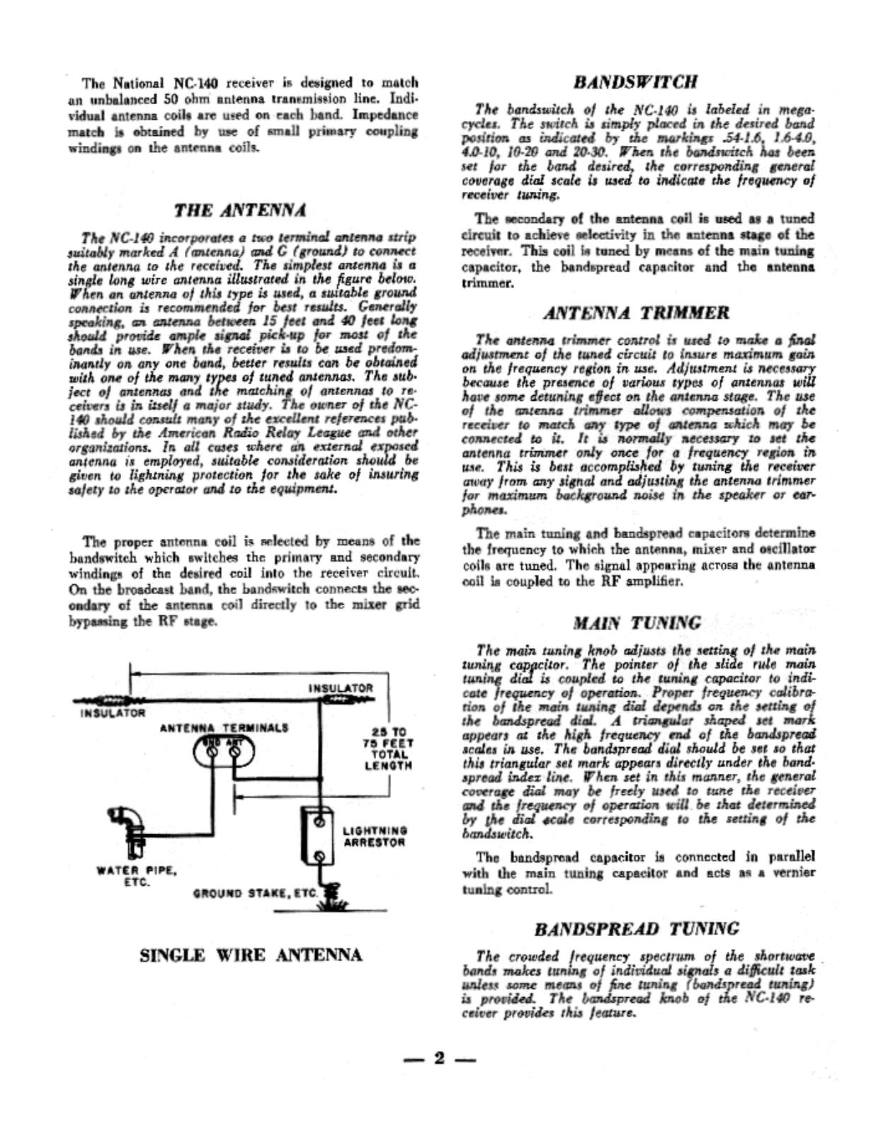 NATIONAL RADIO NC-140 User Manual (PAGE 02)