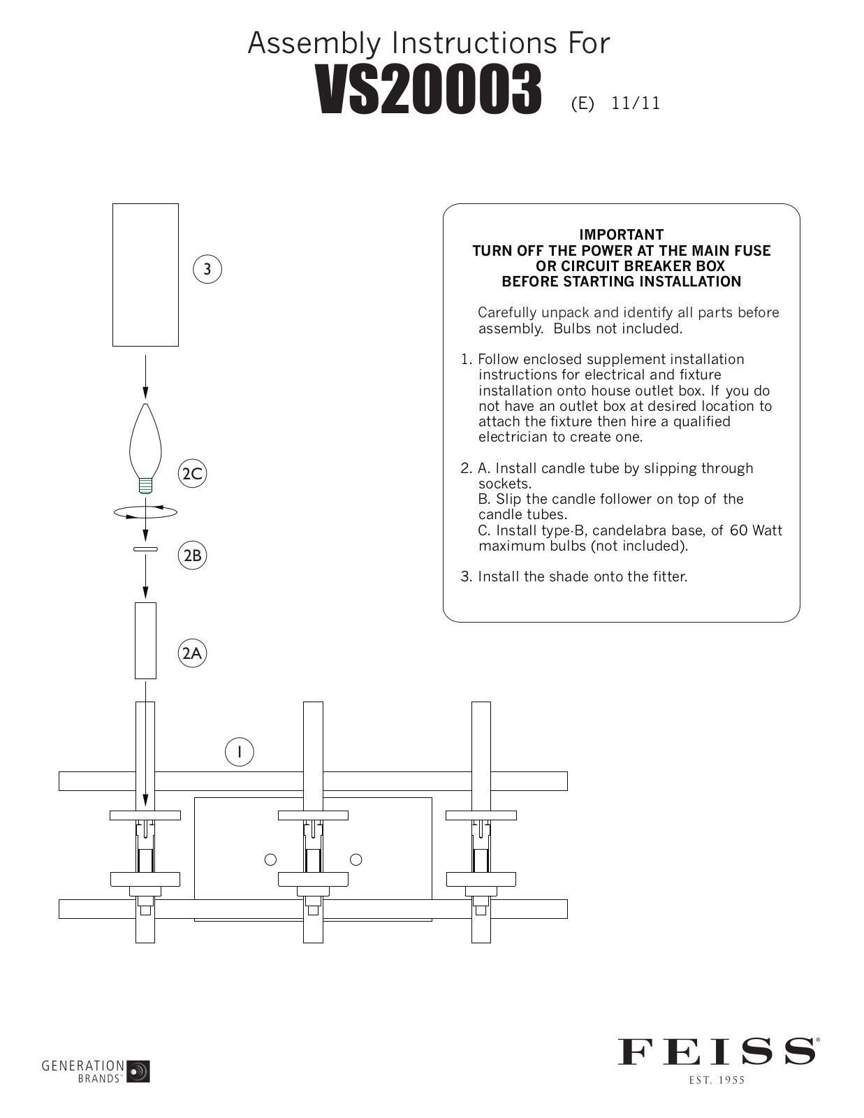 Feiss VS20003 User Manual