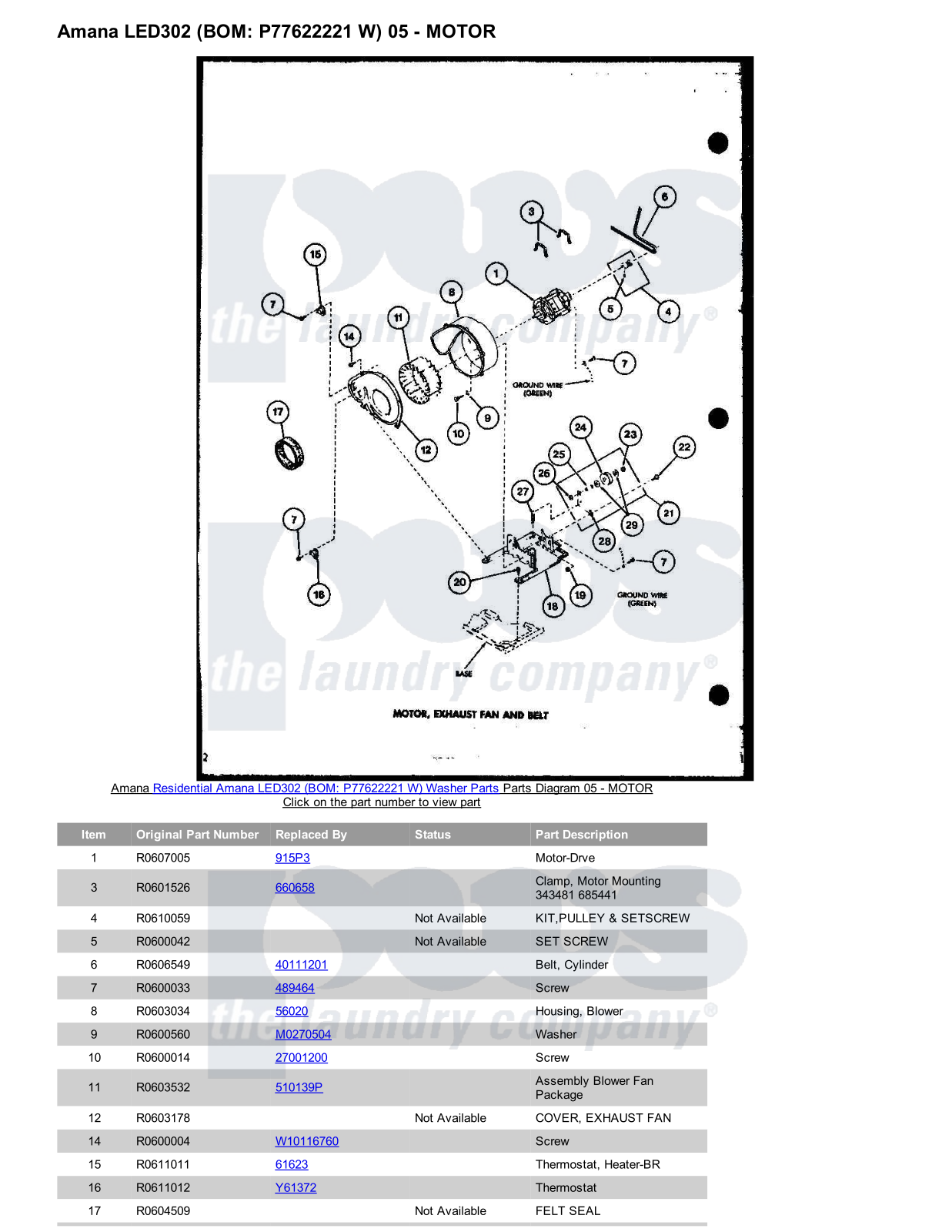 Amana LED302 Parts Diagram