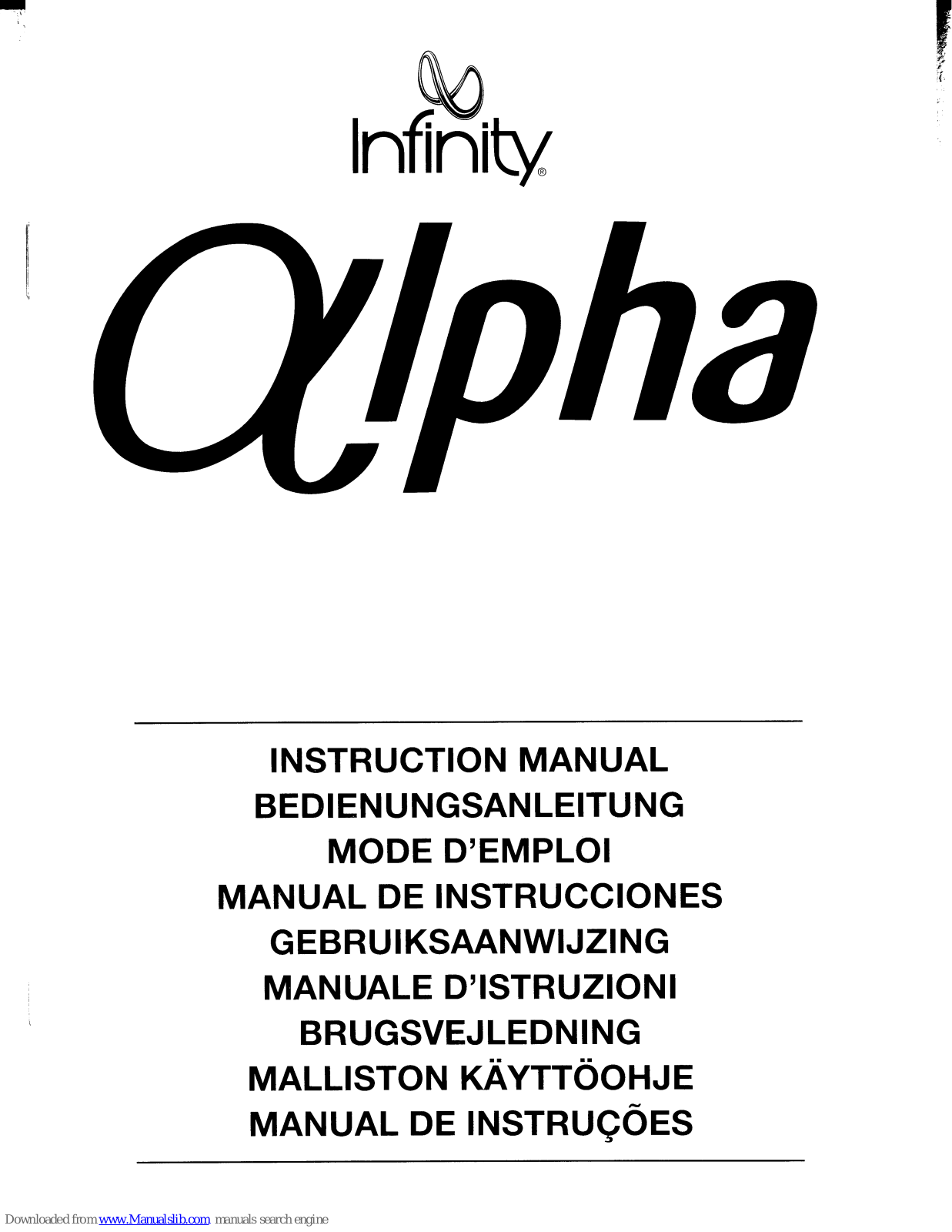 Infinity Alpha Series Instruction Manual