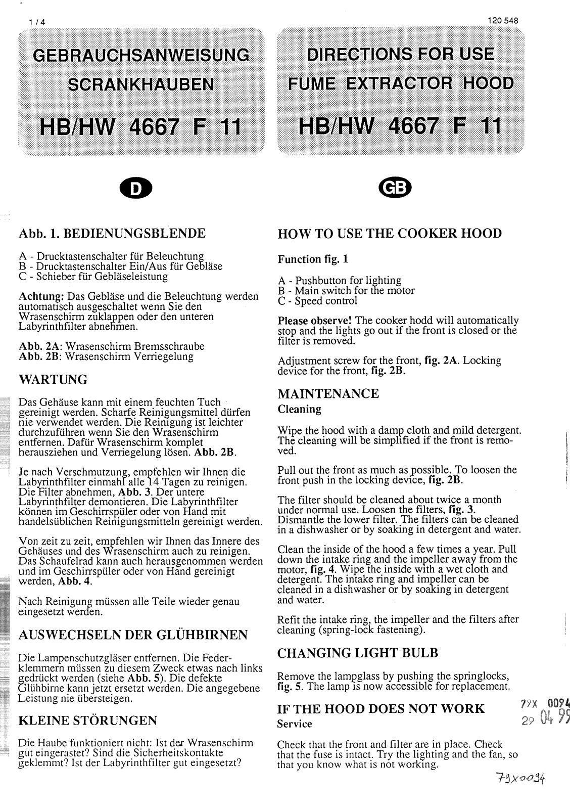 De dietrich HB4667F11, HW4667F11 User Manual