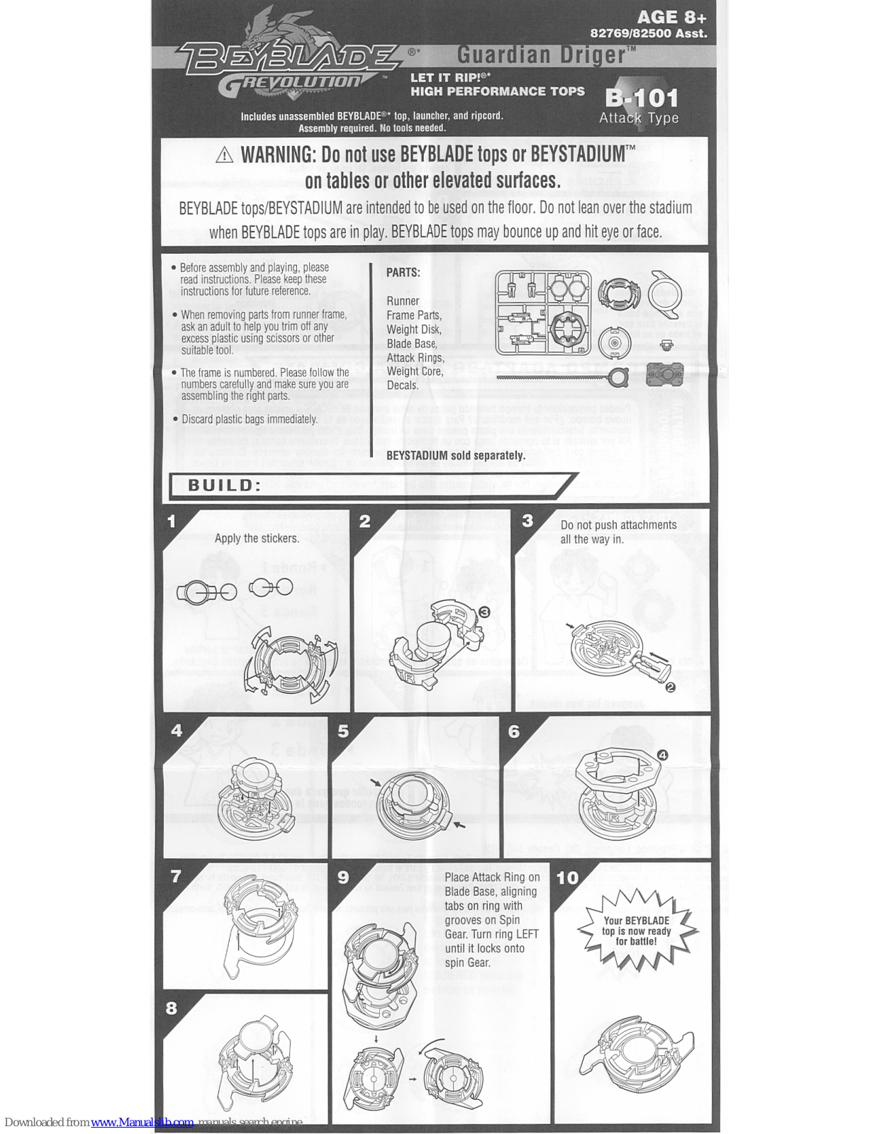 Beyblade Guardian Driger, B-101, 82769, 82500 Instructions Manual - ManualMachine.com