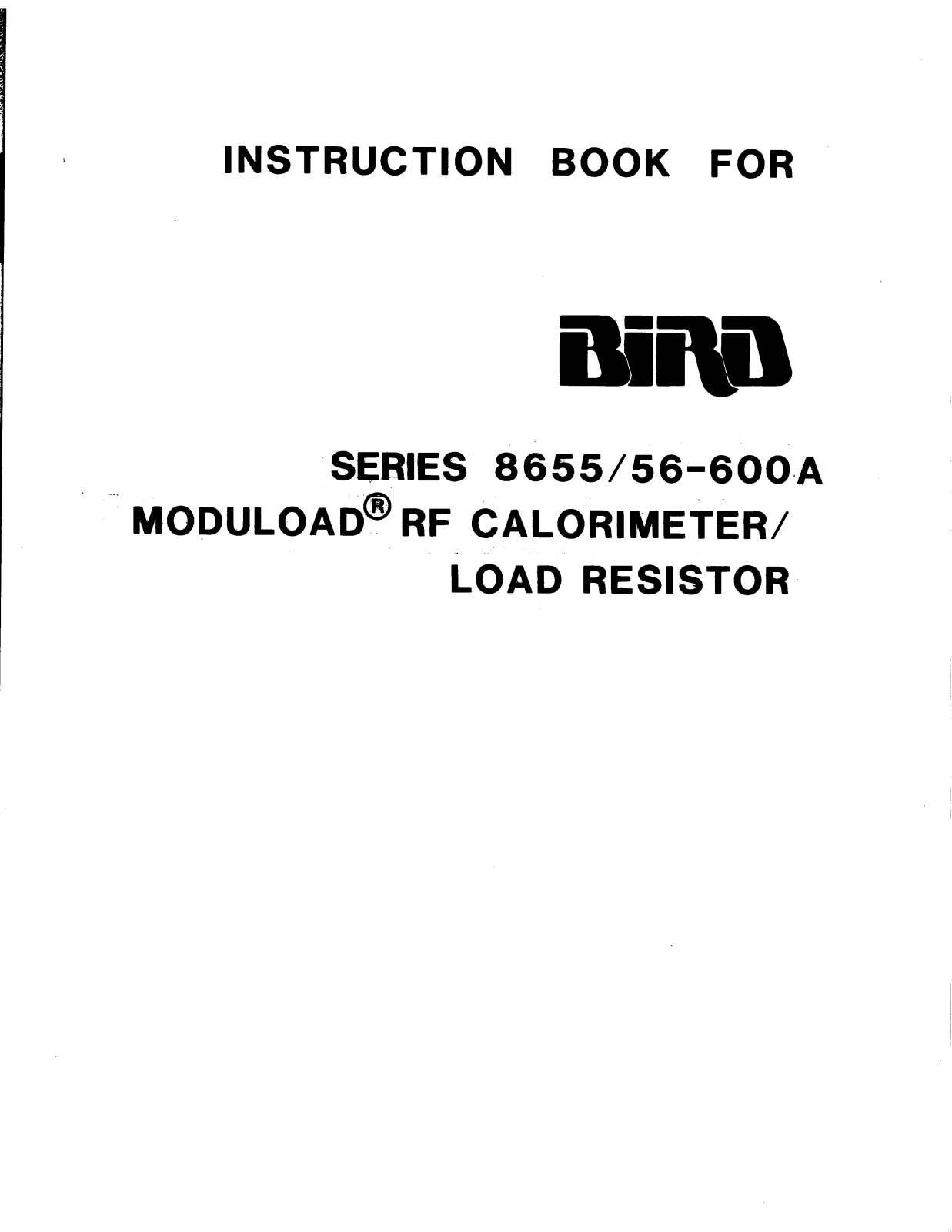 Bird 8655, 56-600A User Manual