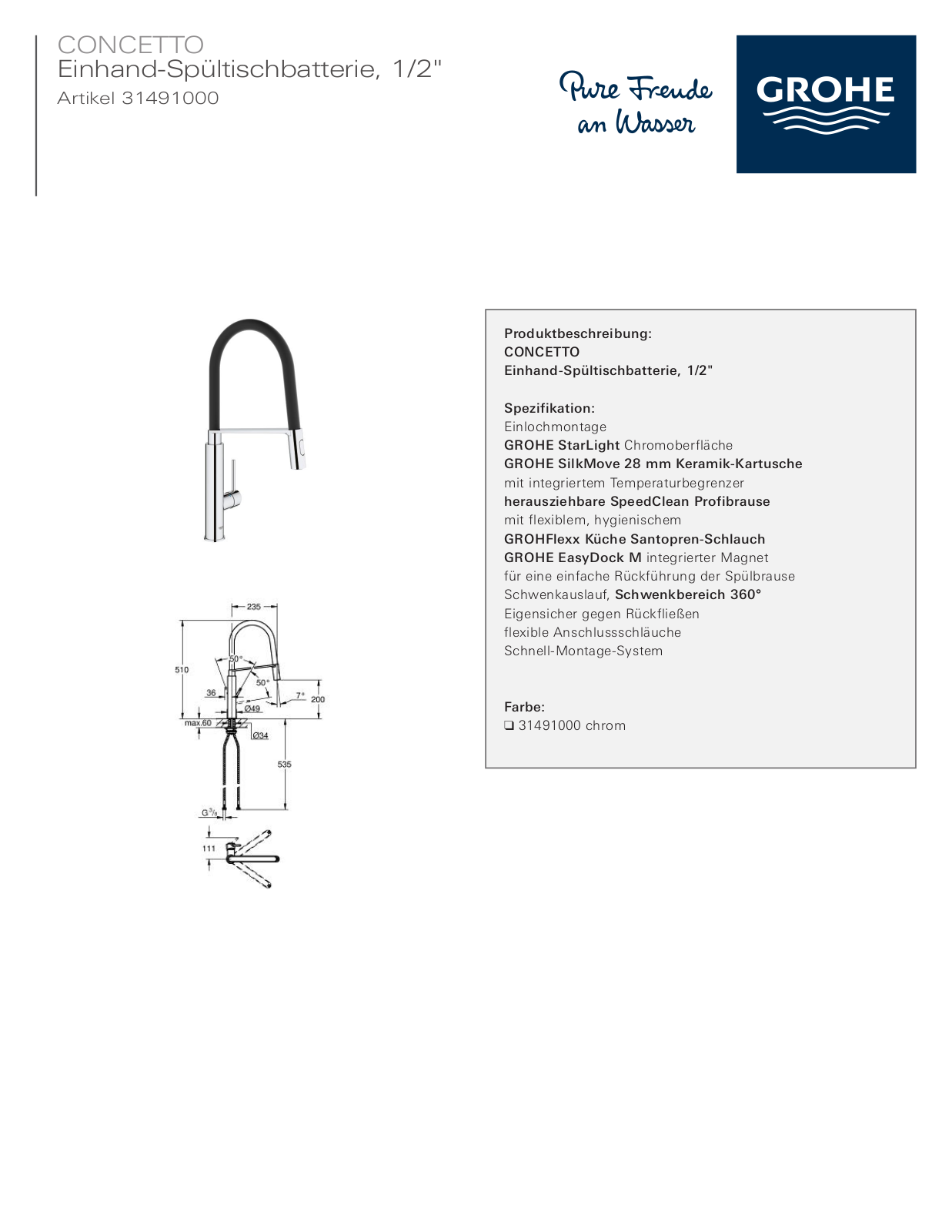 Grohe 31491000 Service Manual