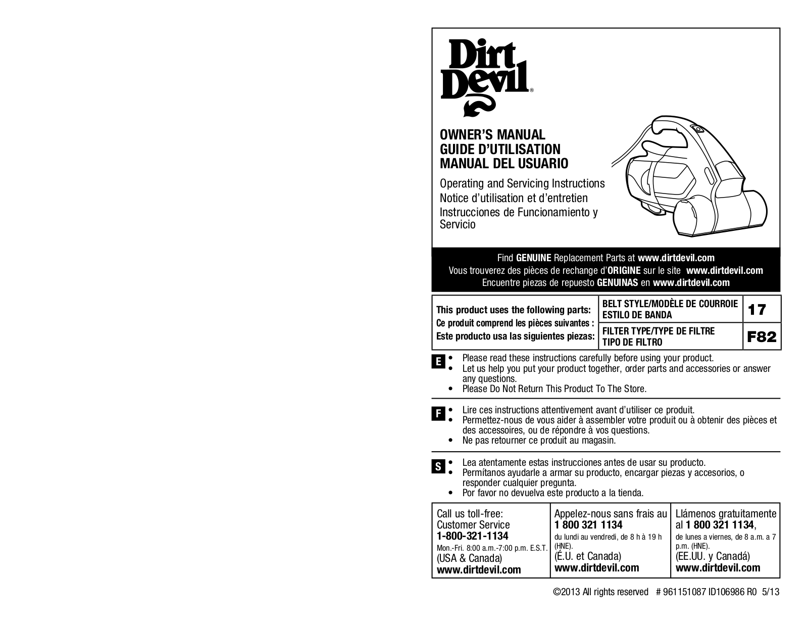 Dirt Devil SD12000 User Manual