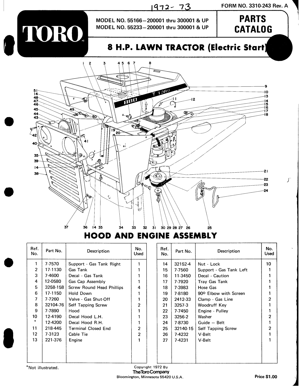 Toro 55233, 55166 Parts Catalogue