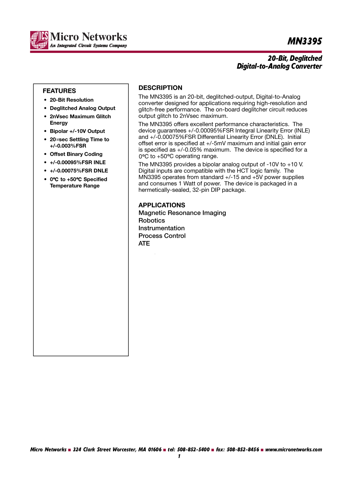 Micronetworks MN3395 Datasheet