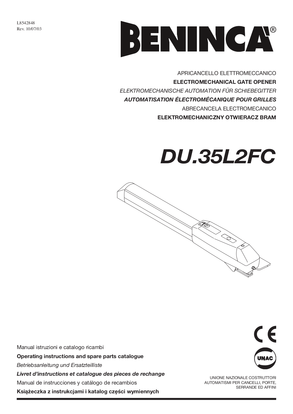 Beninca DU35L2FC User Manual