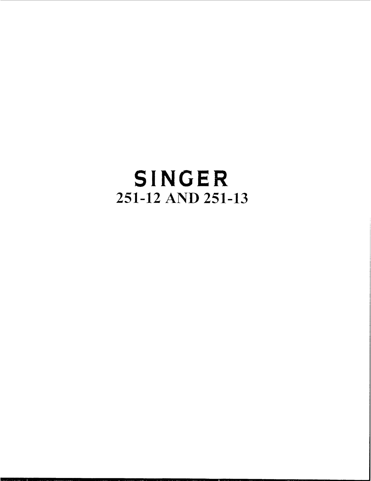 Singer 251-13 User Manual