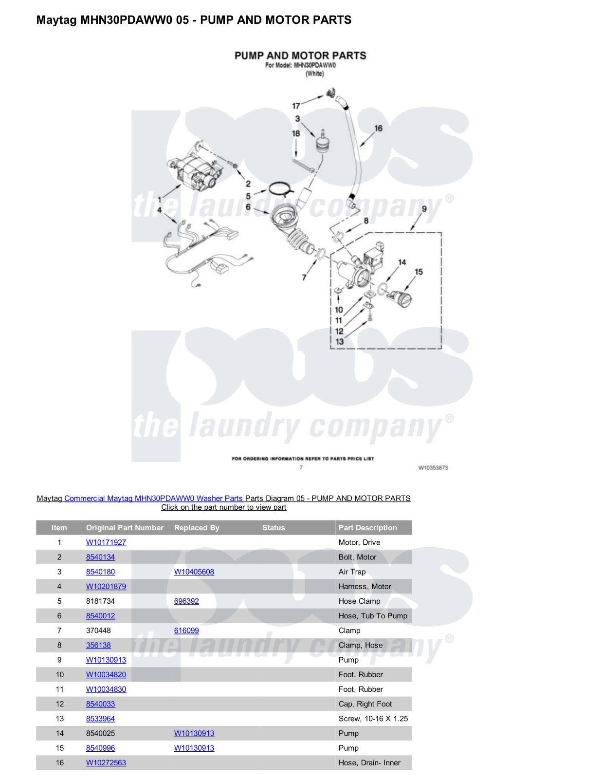 Maytag MHN30PDAWW0 Parts Diagram