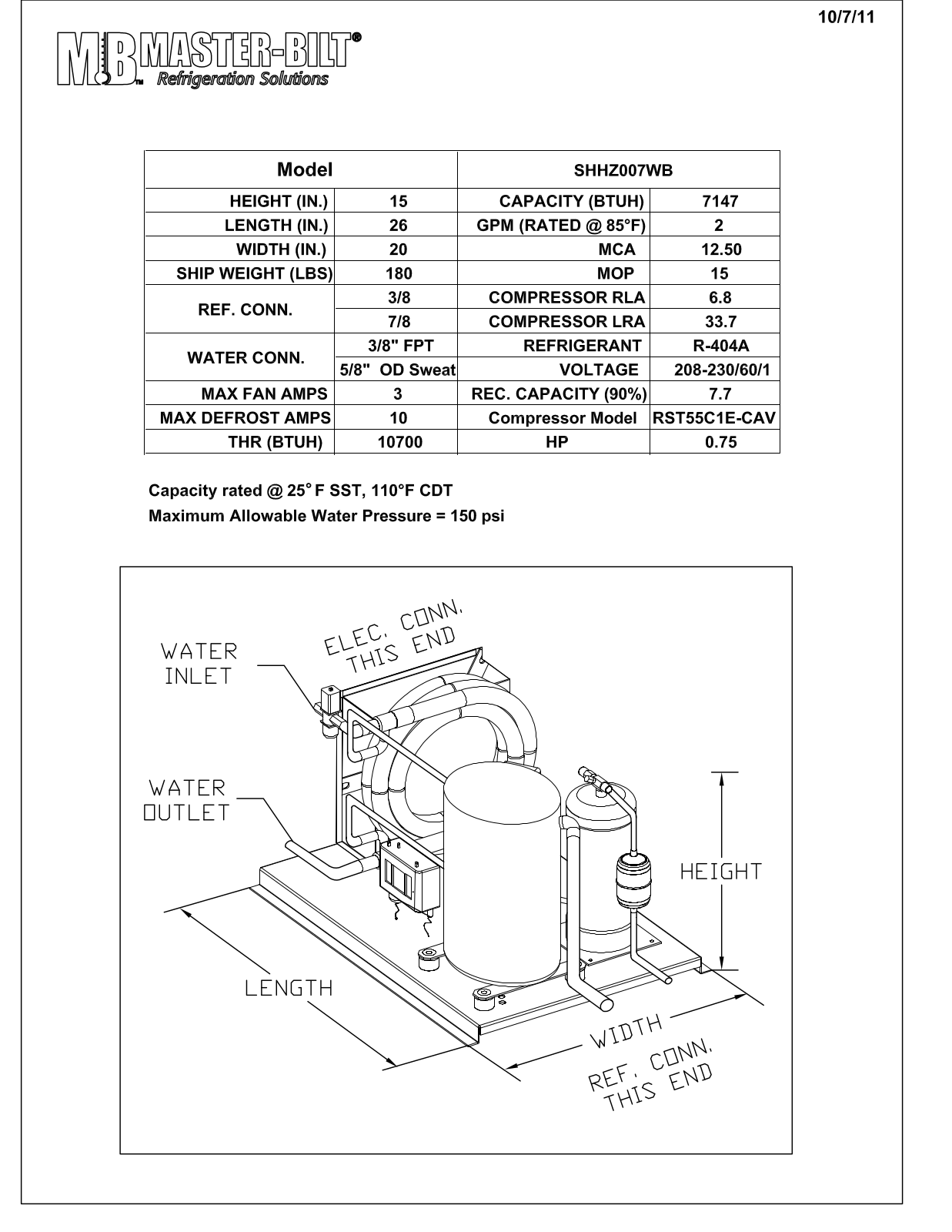 Master-Bilt SHHZ007WB User Manual