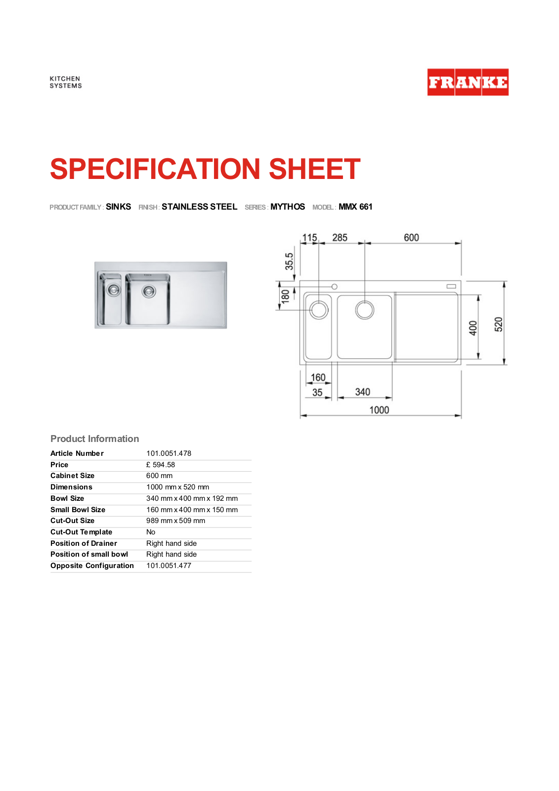 Franke Foodservice MMX 661 User Manual