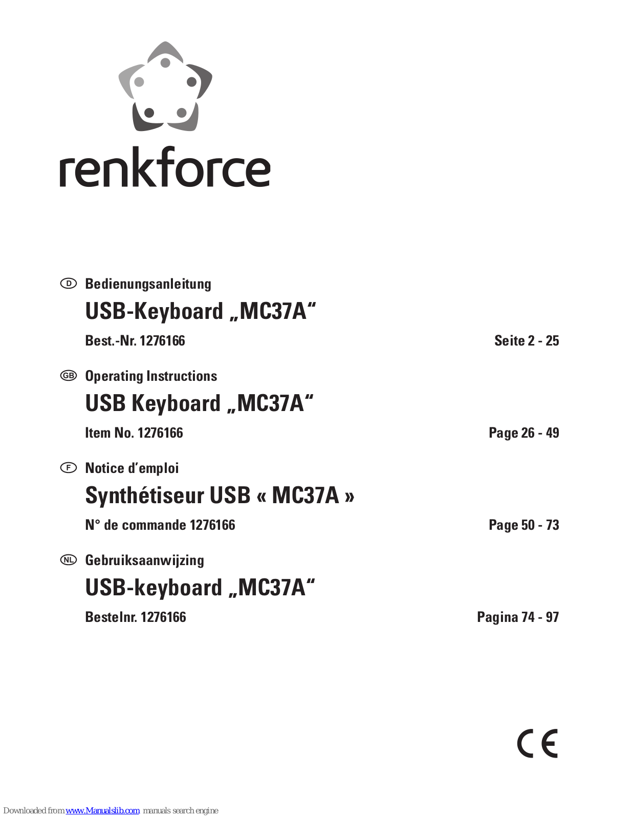 Renkforce MC37A Operating Instructions Manual