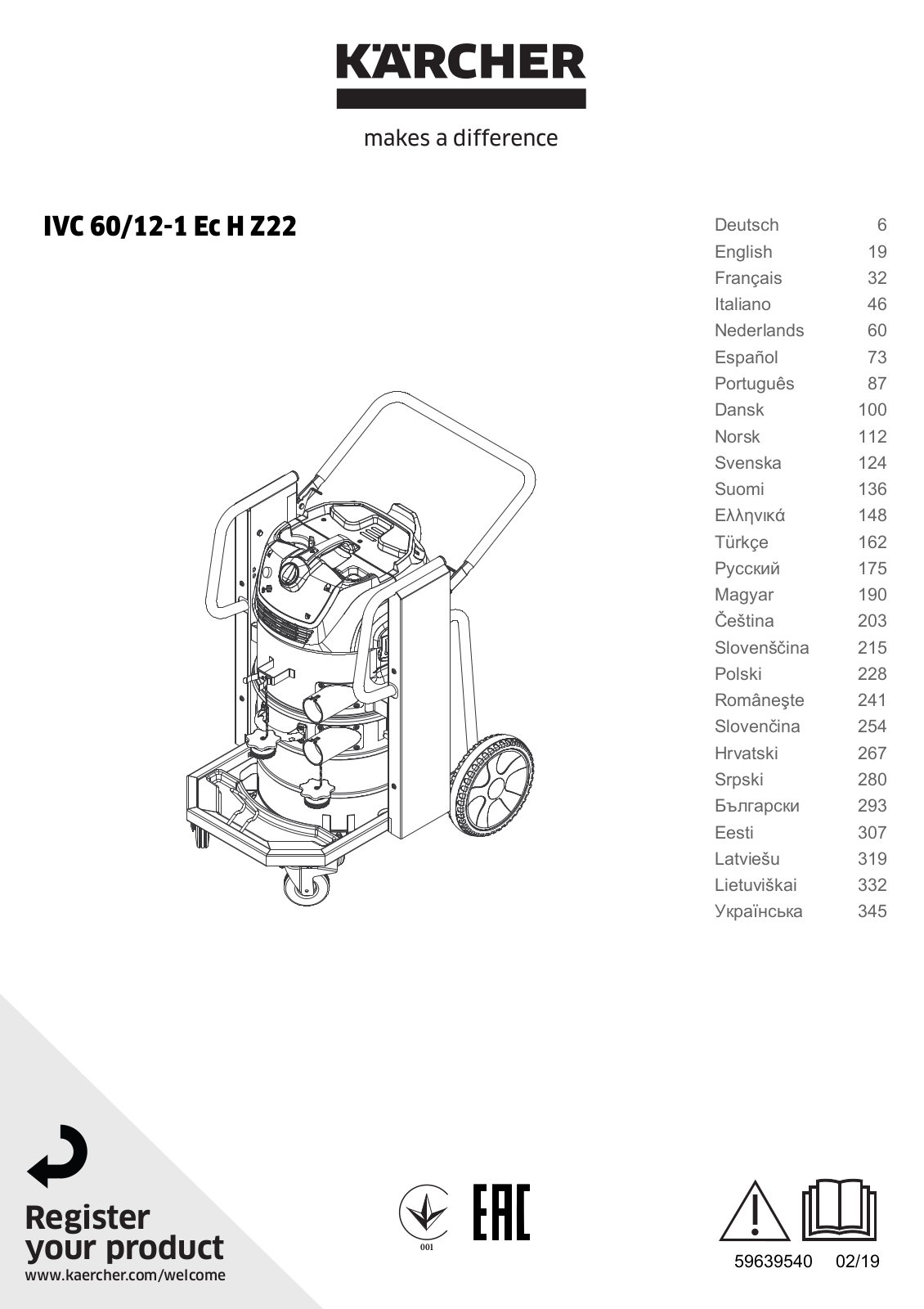 Karcher IVC 60/12-1 Ec H Z22 User manual