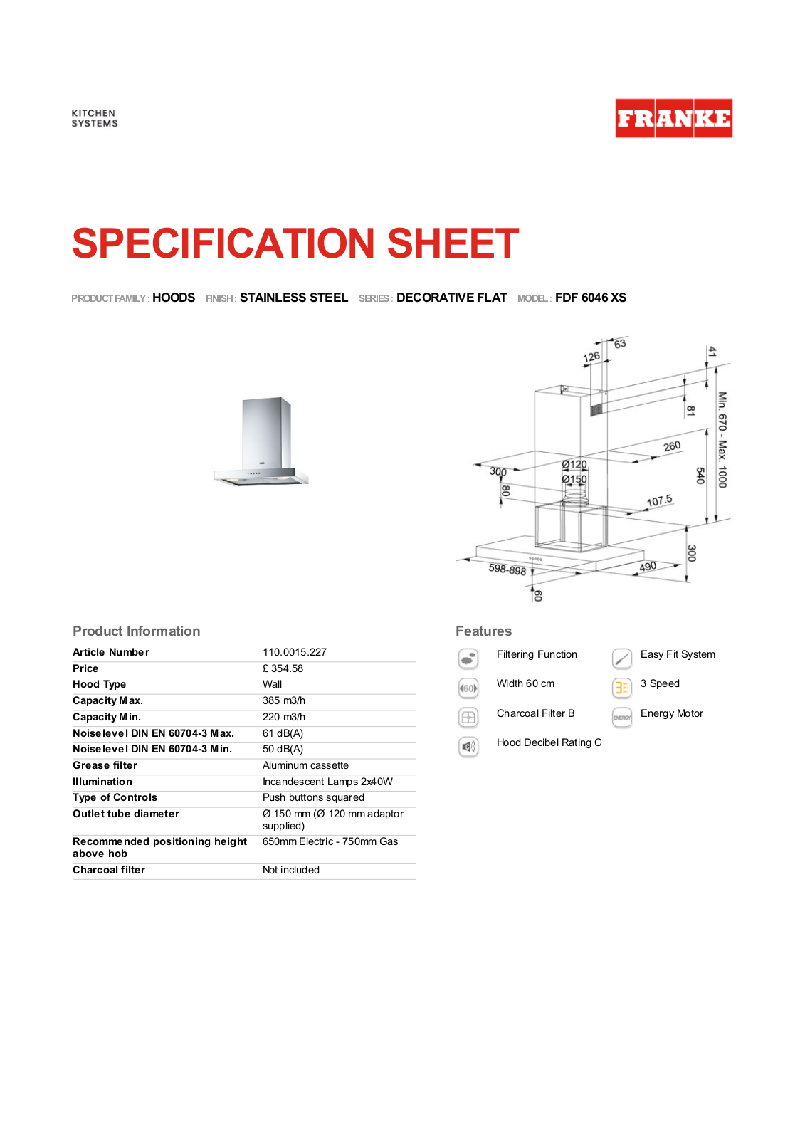 Franke Foodservice FDF 6046 XS User Manual