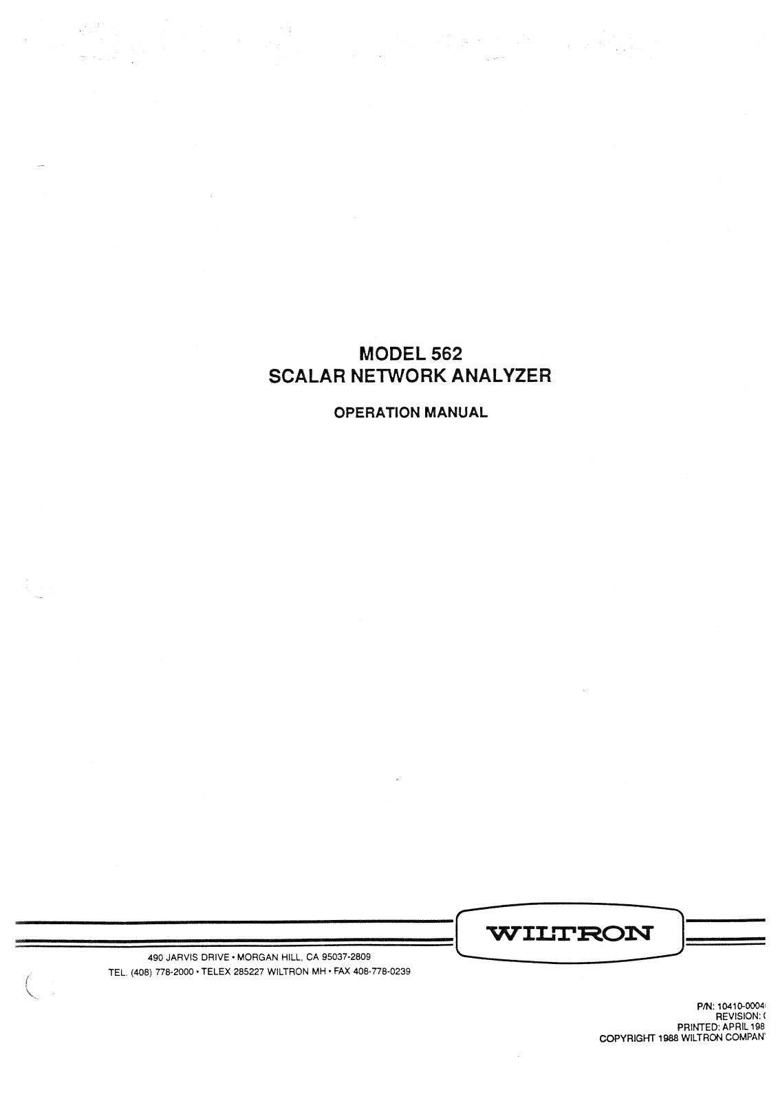 Wiltron 562 User manual - ManualMachine.com