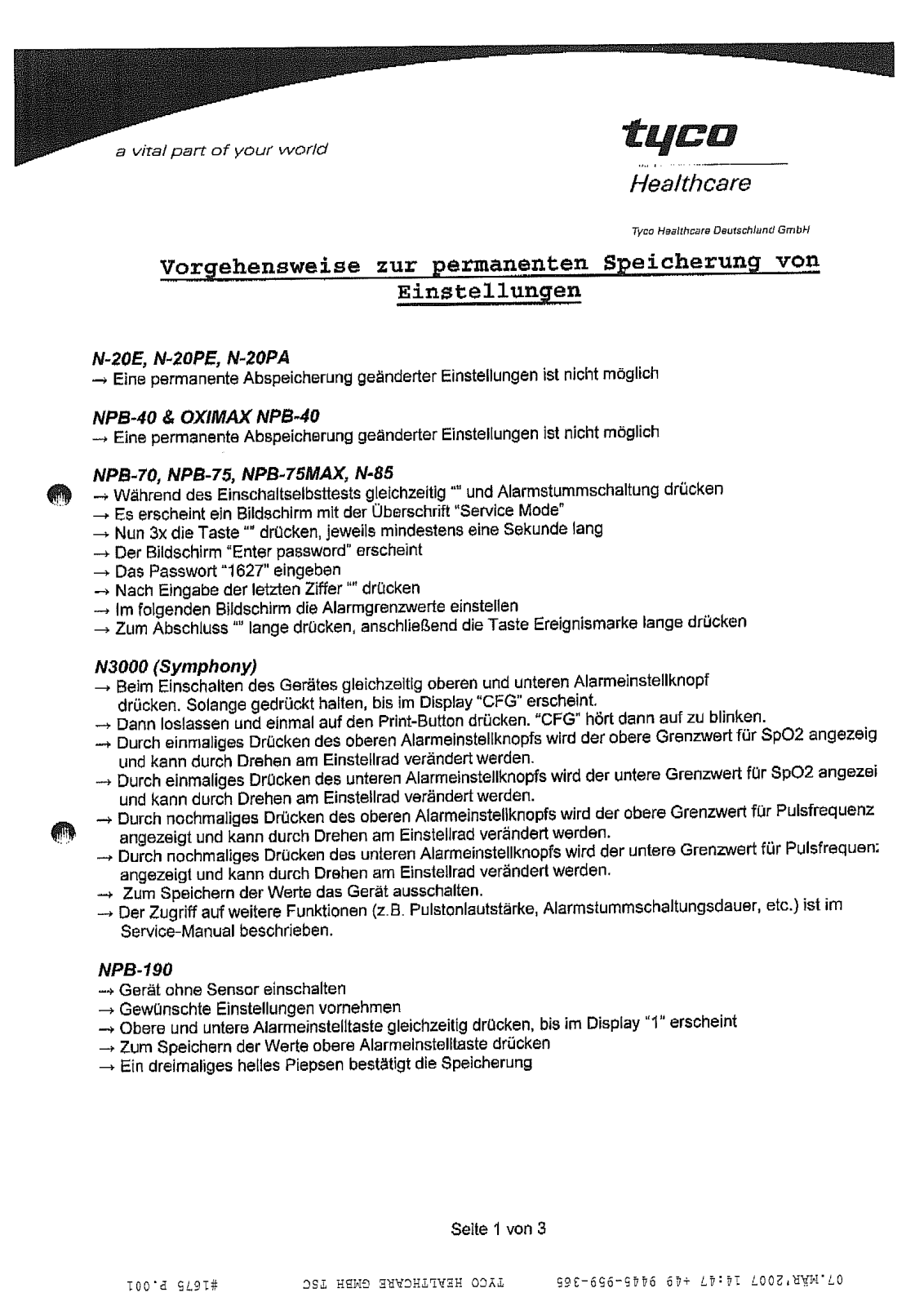 Nellcor Pulsoximeter Information