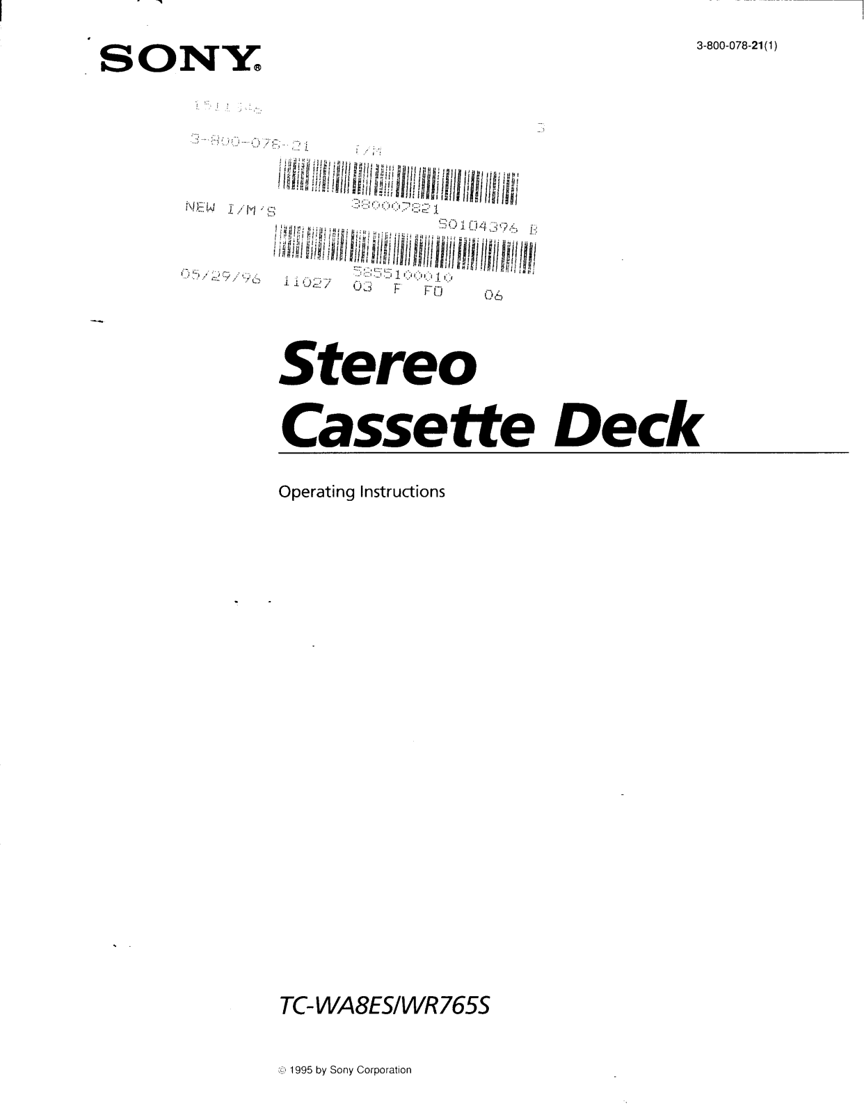 Sony TC-WA8ES User Manual