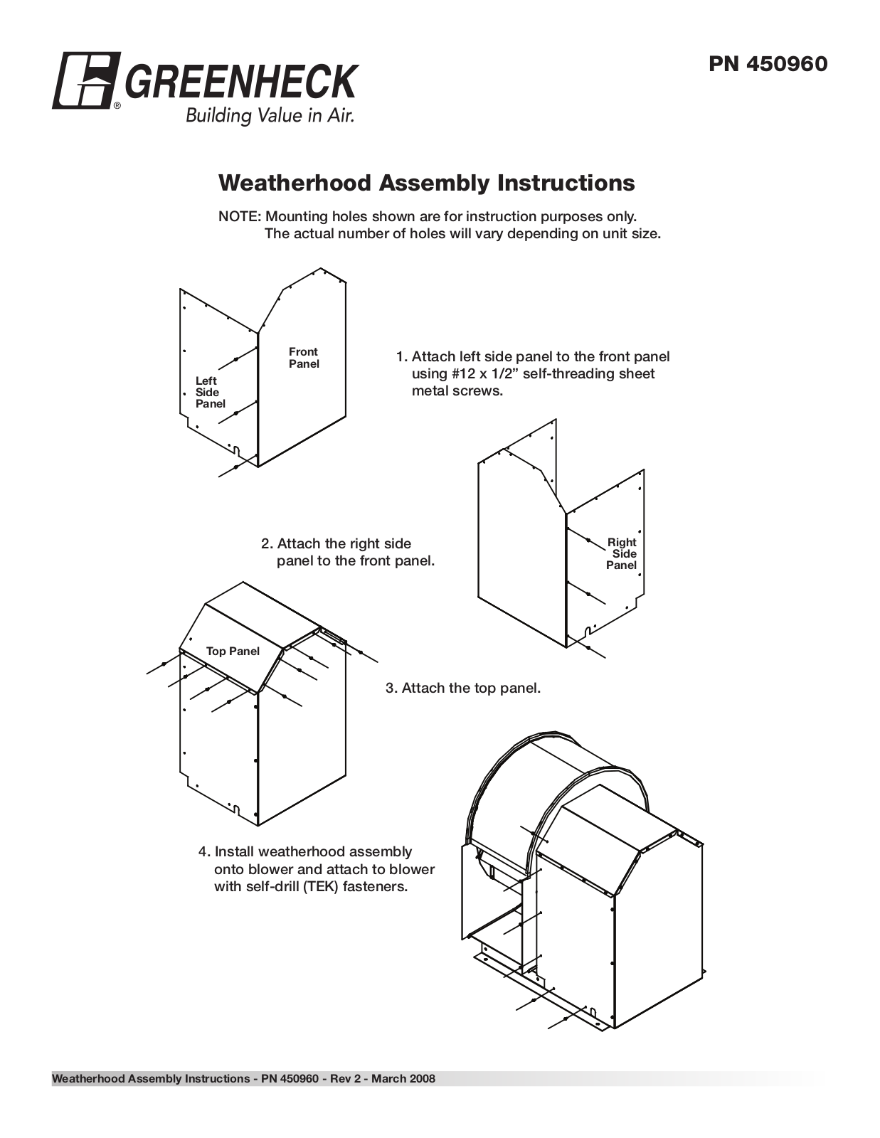 Greenheck Weatherhood User Manual