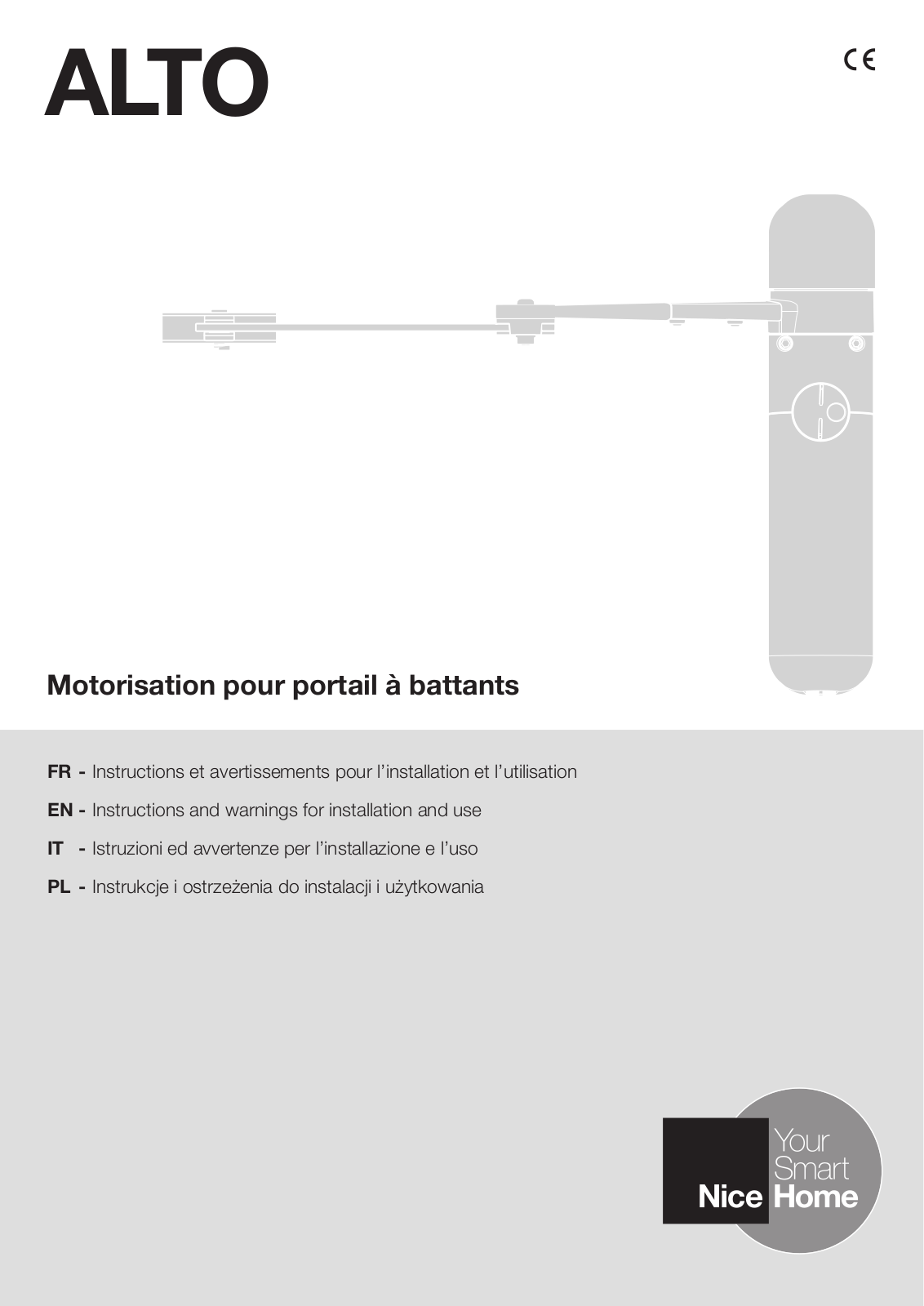 Nice ALTO Instructions And Warnings For Installation And Use