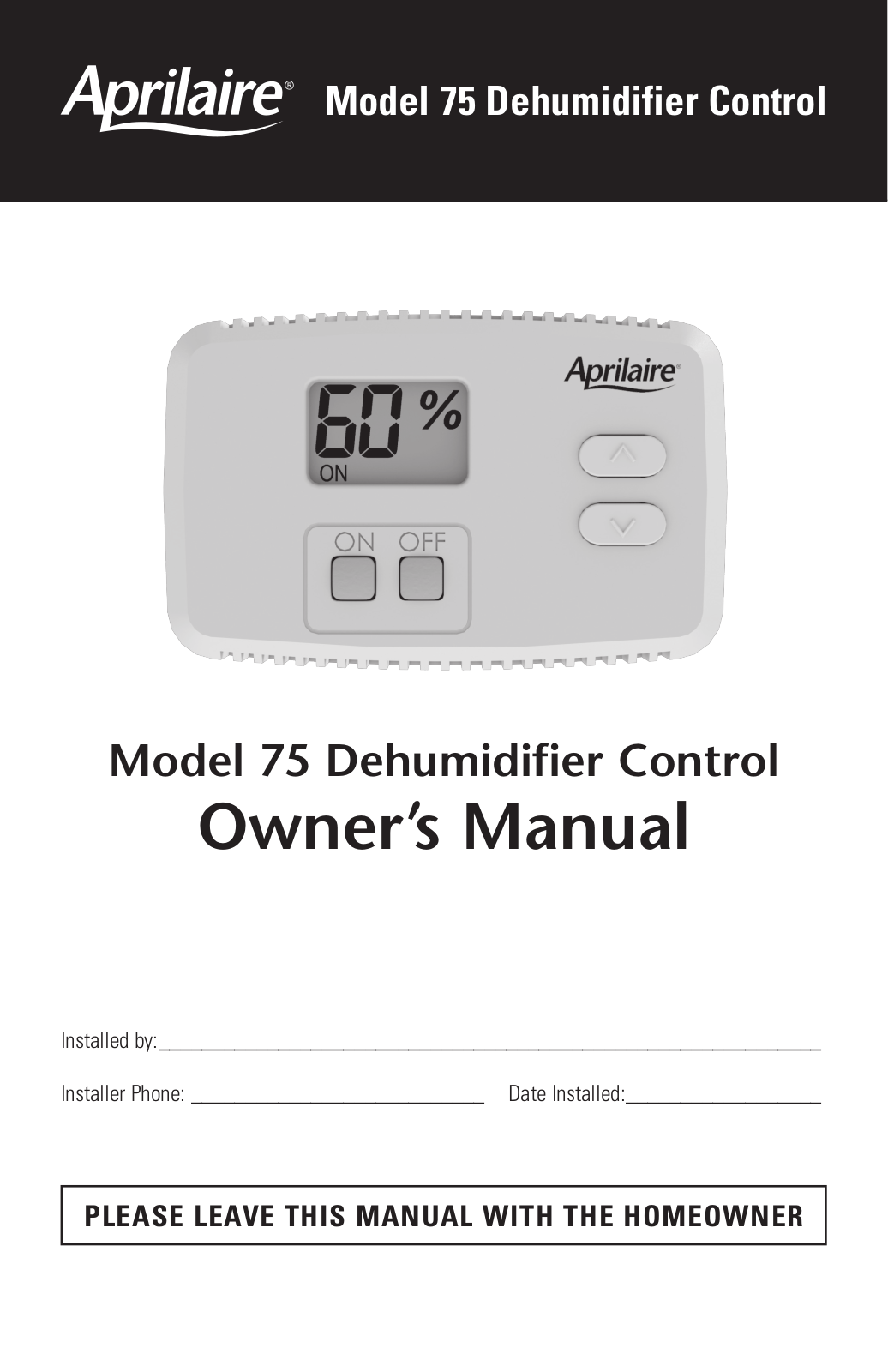 Aprilaire 75 User Manual