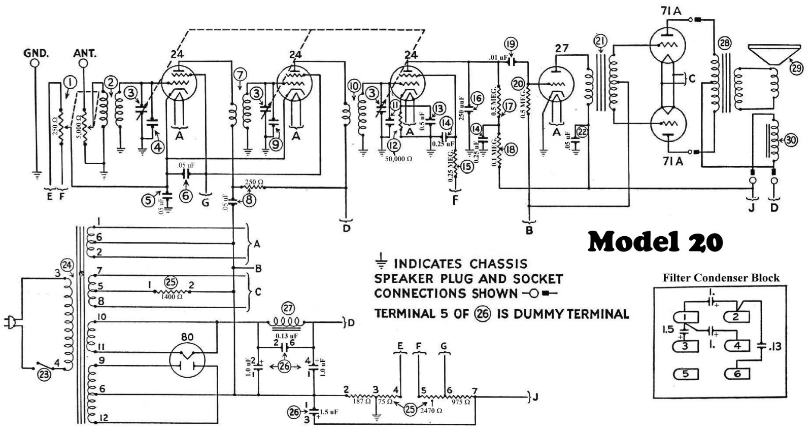 Philco 20b schematic