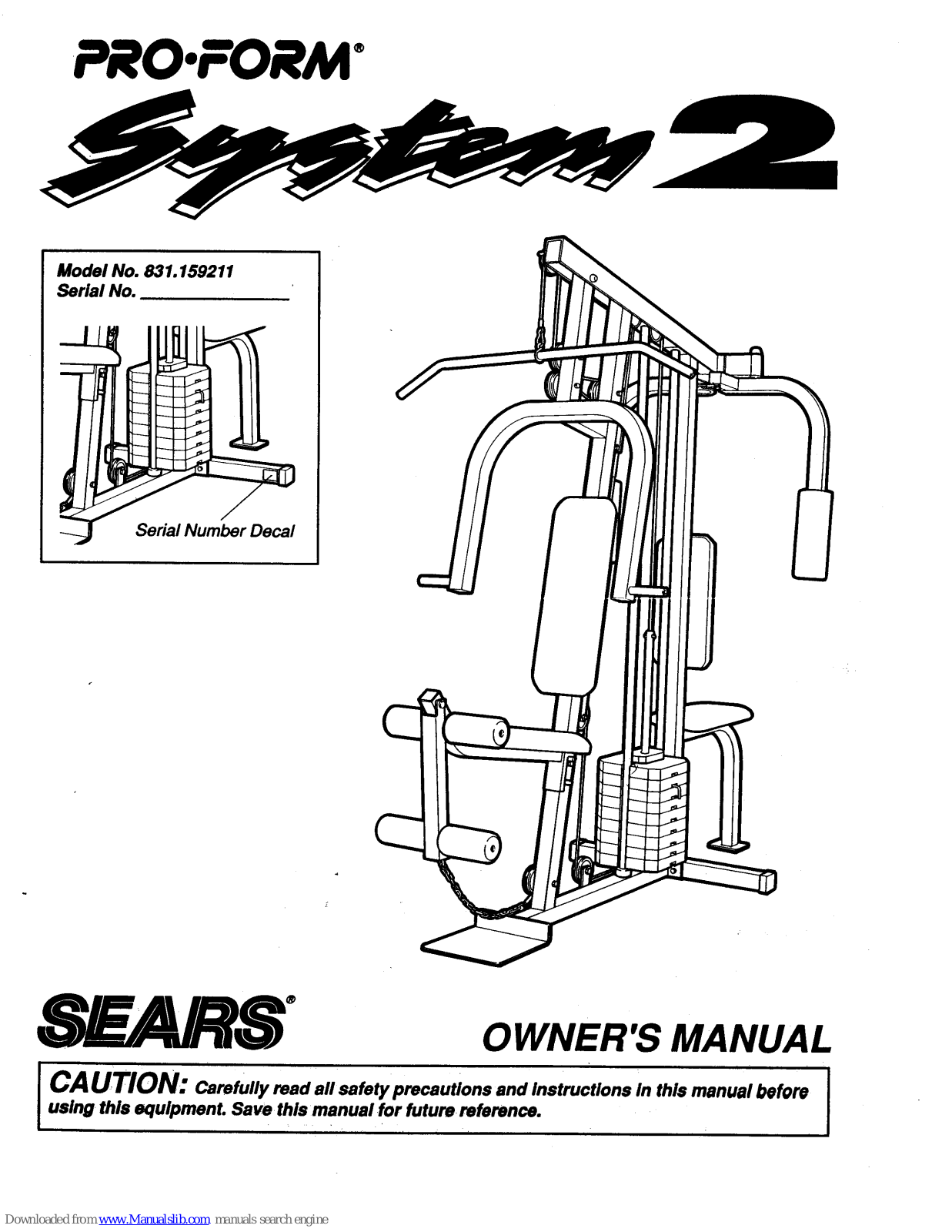 Pro-Form SYSTEM 2, 831.159211 User Manual