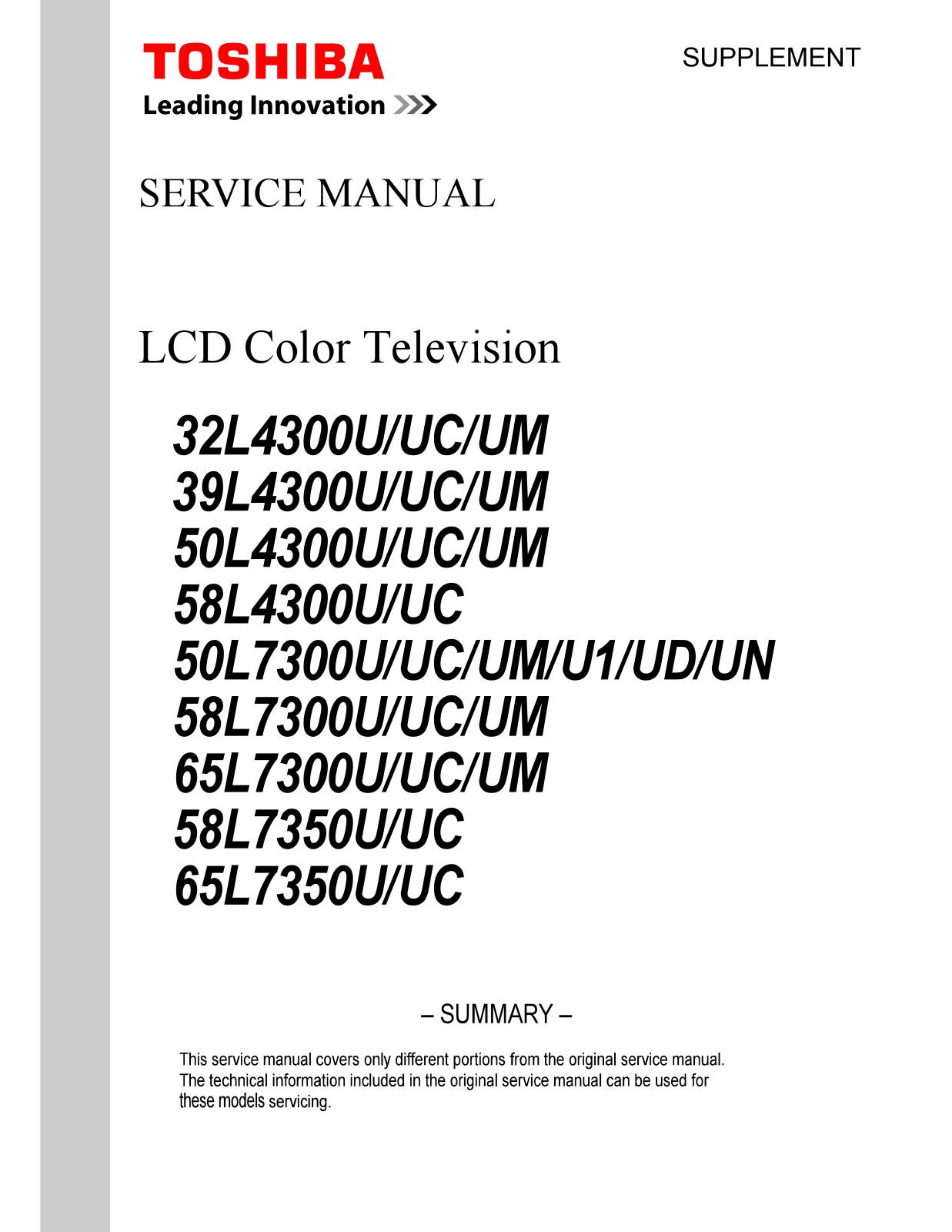 Toshiba 32L4300U Schematic