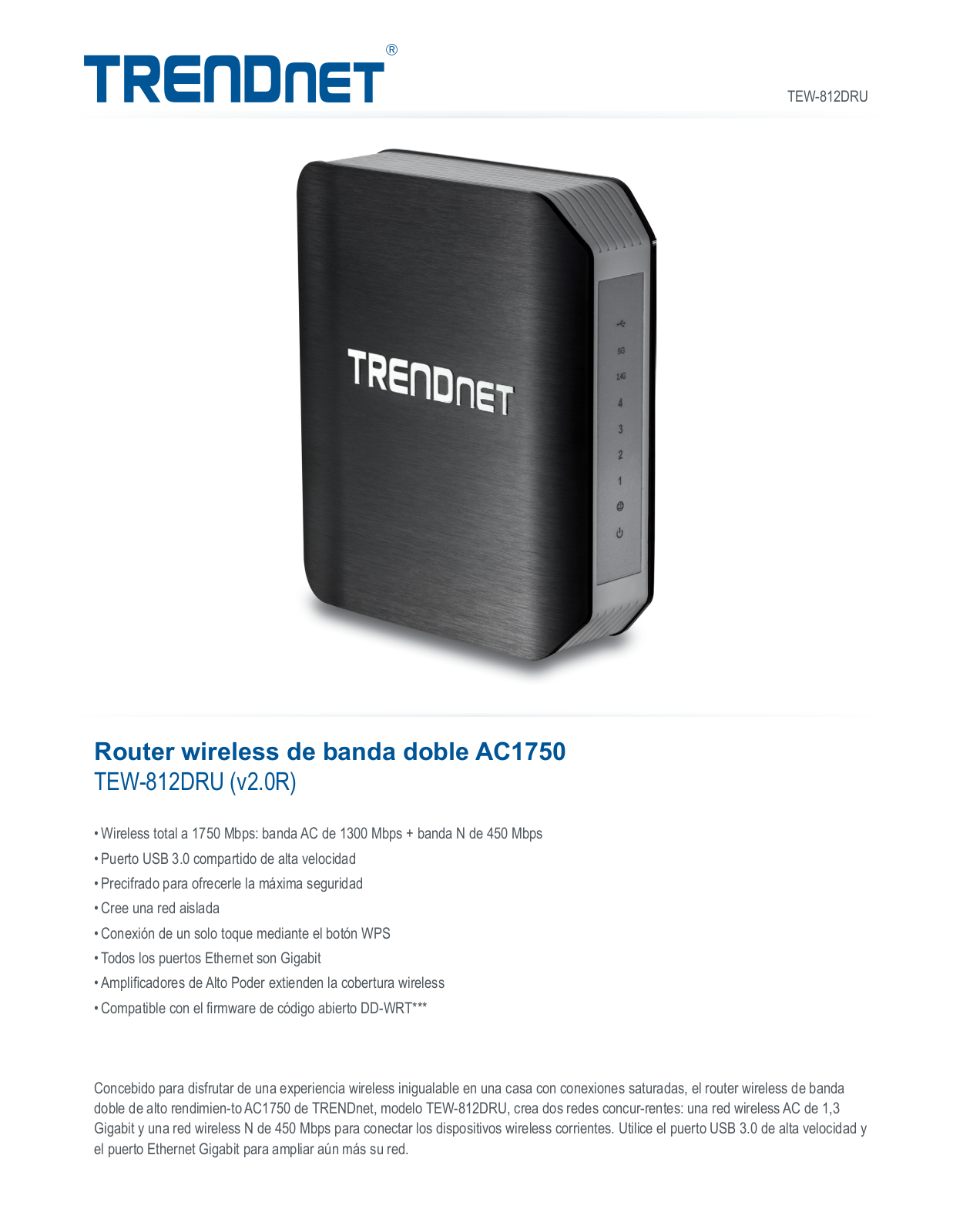 Trendnet TEW-812DRU Datasheet