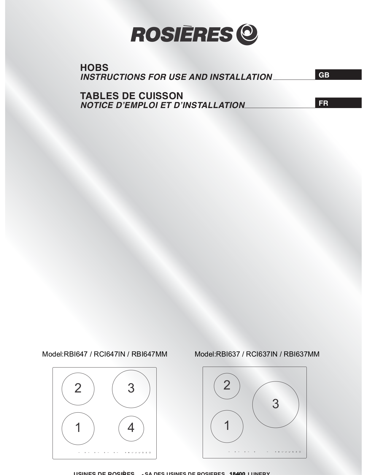 Rosières RCI637, RCI647 User Manual