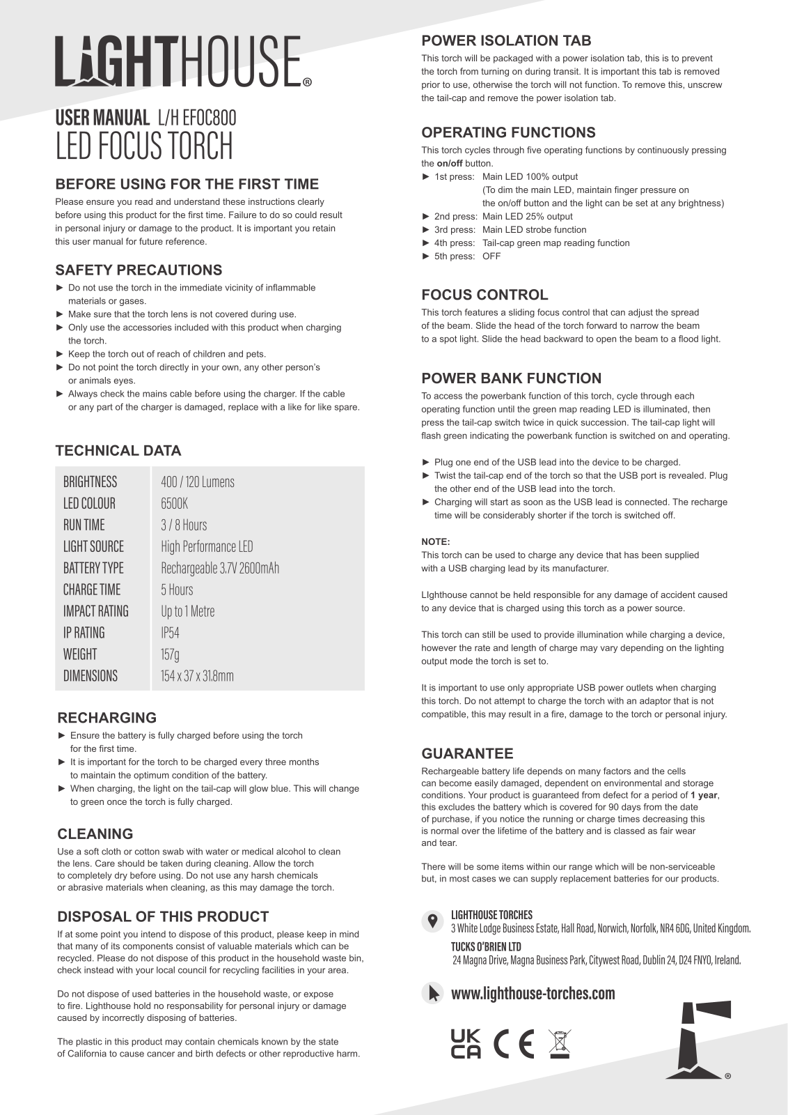 Lighthouse EF0C800 User guide - ManualMachine.com