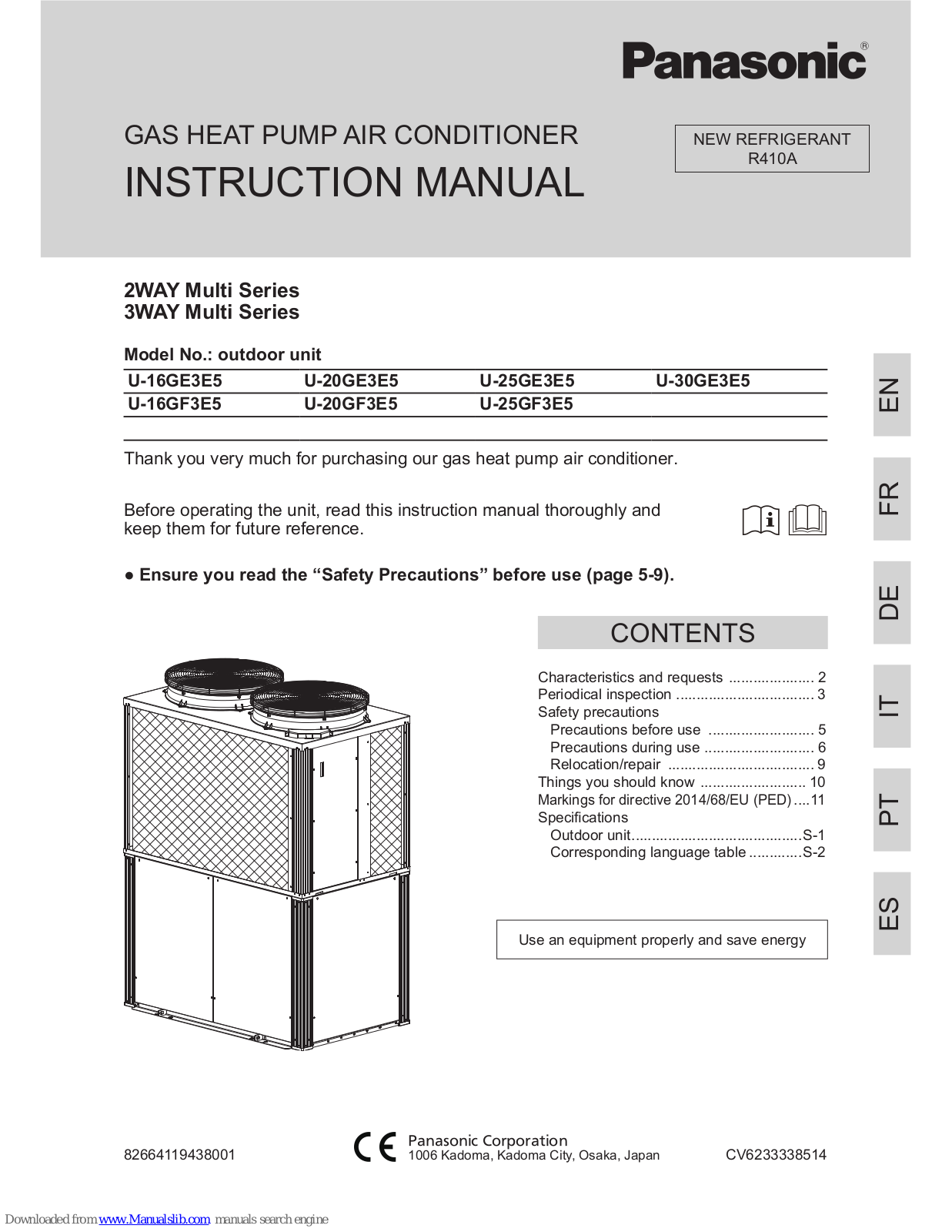 Panasonic 2WAY Multi, 3WAY Multi, U-16GE3E5, U-20GE3E5, U-25GE3E5 Instruction Manual