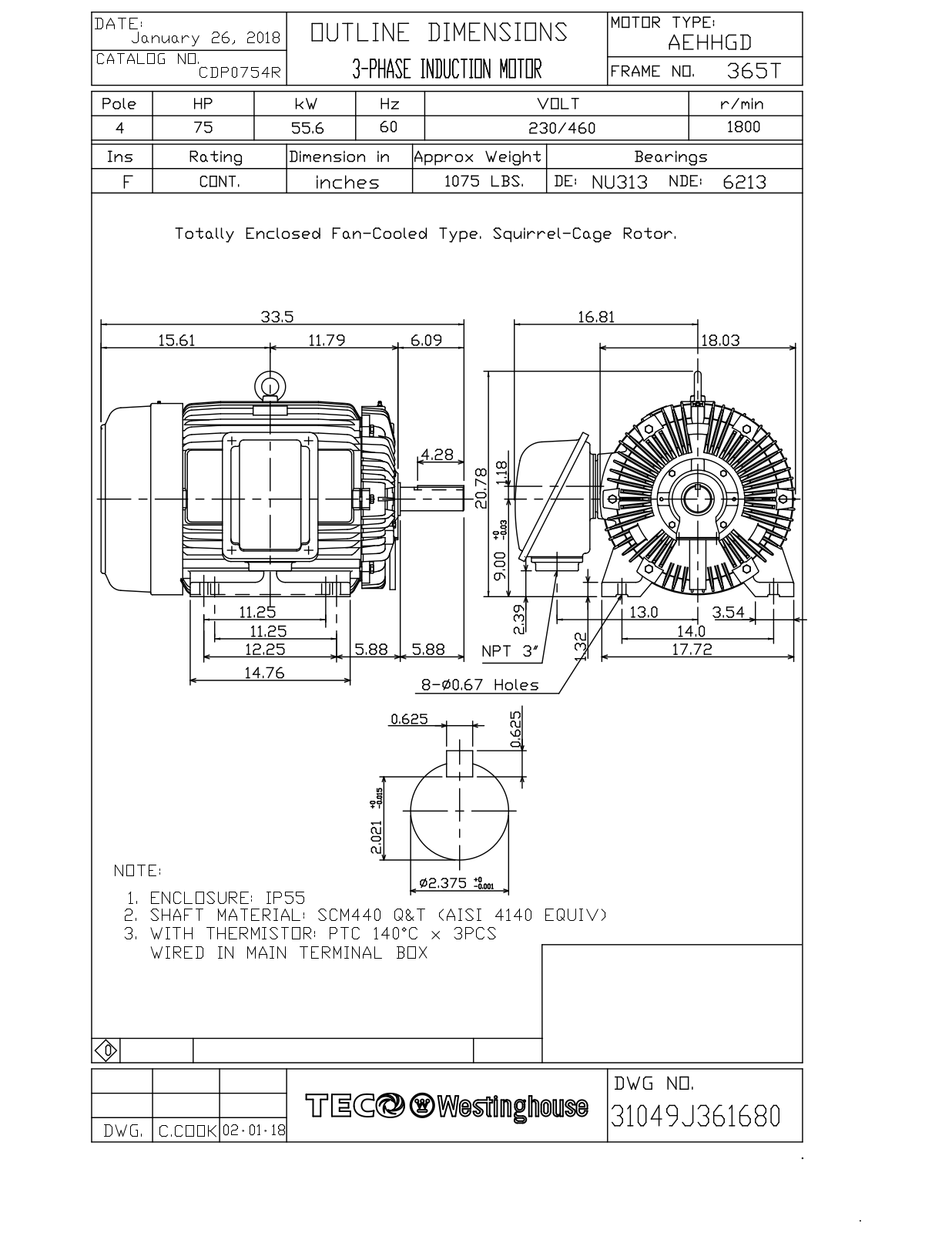 Teco CDP0754R Reference Drawing