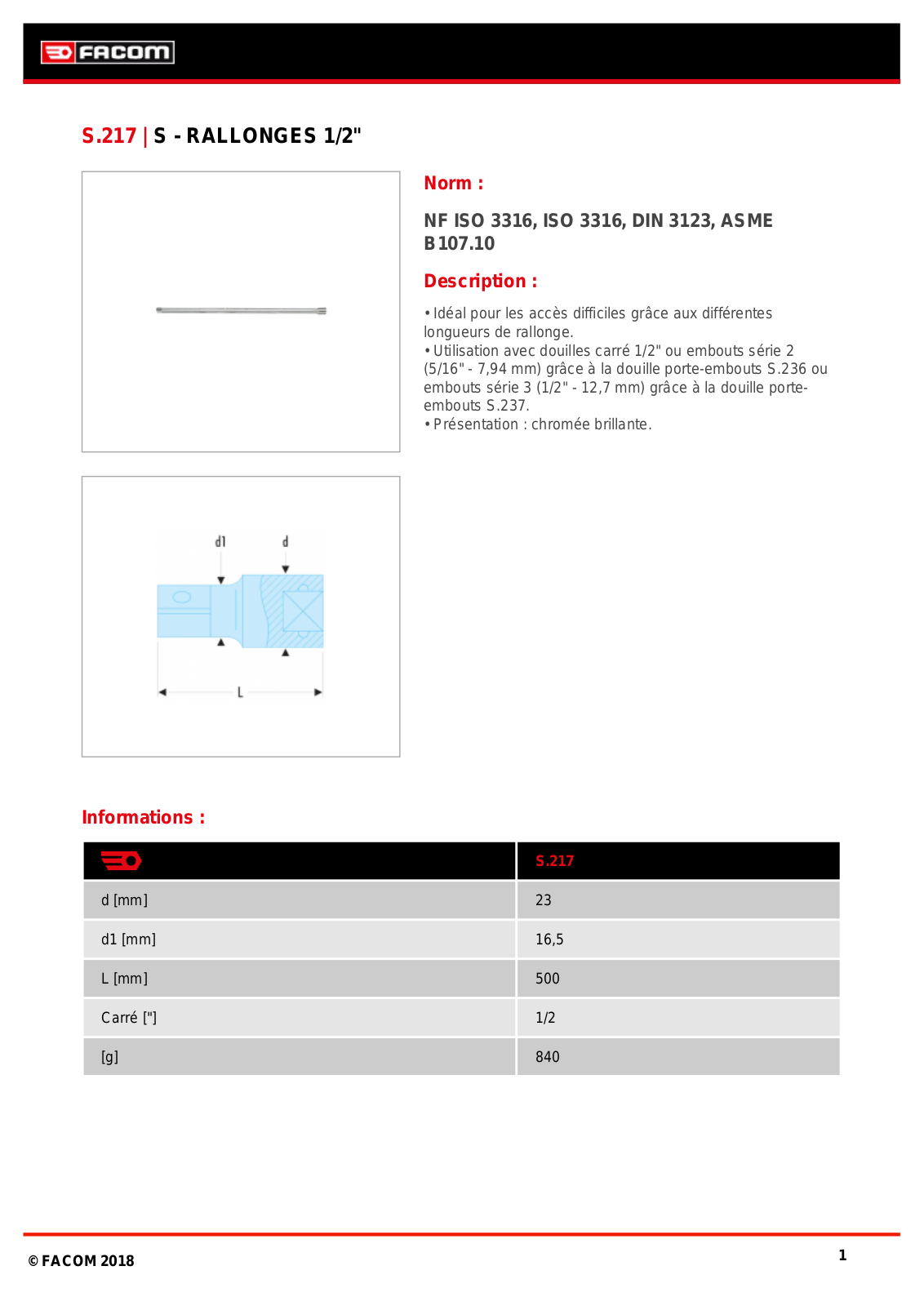 Facom S.217 Specification - ManualMachine.com