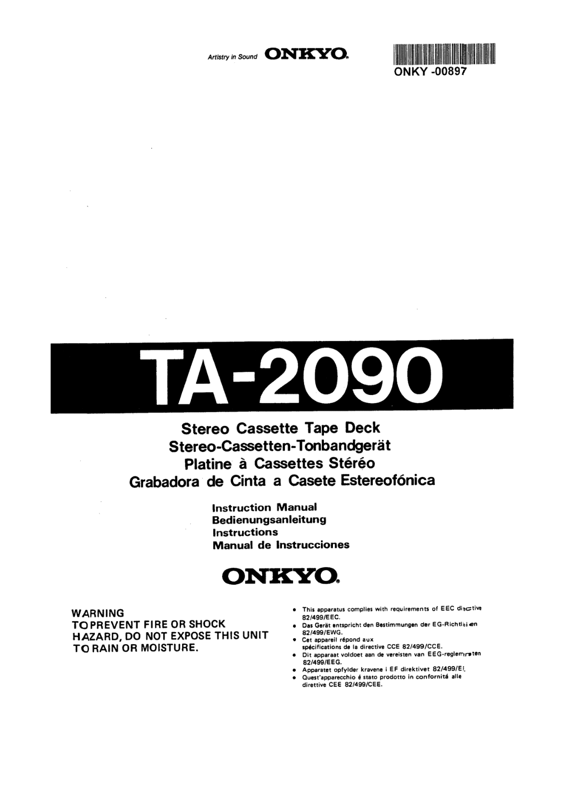 Onkyo TA-2090 Owners manual