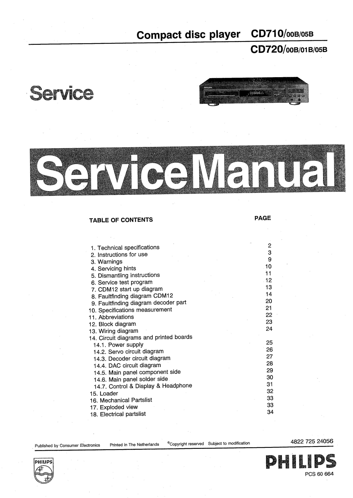 Philips CD-710, CD-720 Service manual