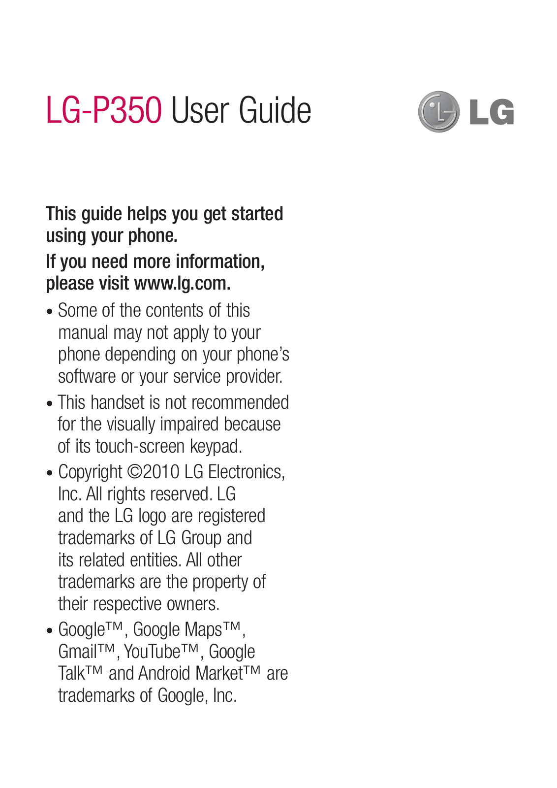 LG P350 Users manual