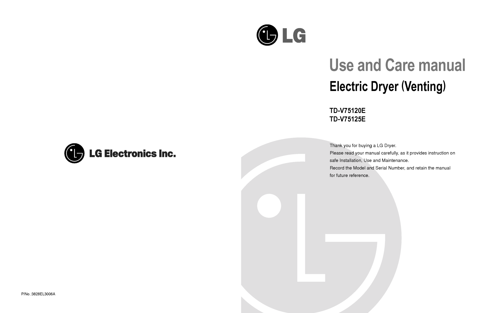 LG TD-V75120E, TD-V75125E User Manual