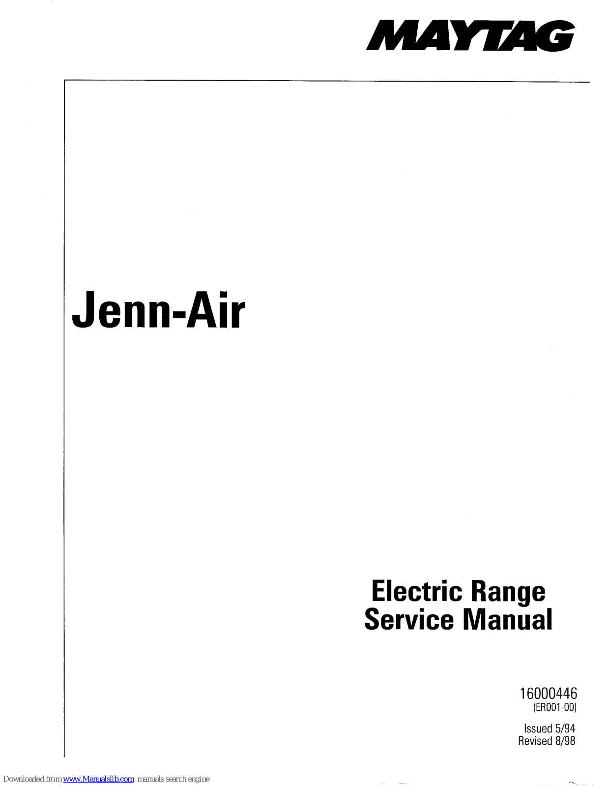 Jenn-Air Electric Range Service Manual