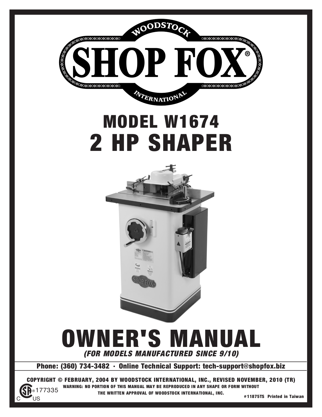 Shop fox W1674 User Manual