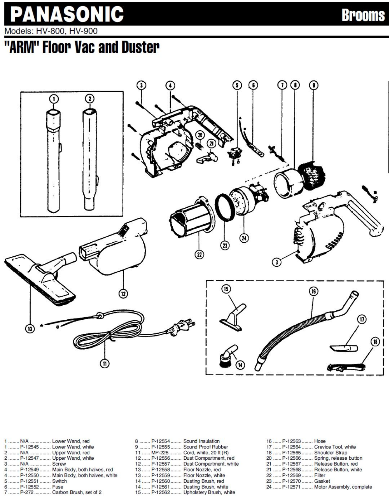 Panasonic Hv-800 Parts List