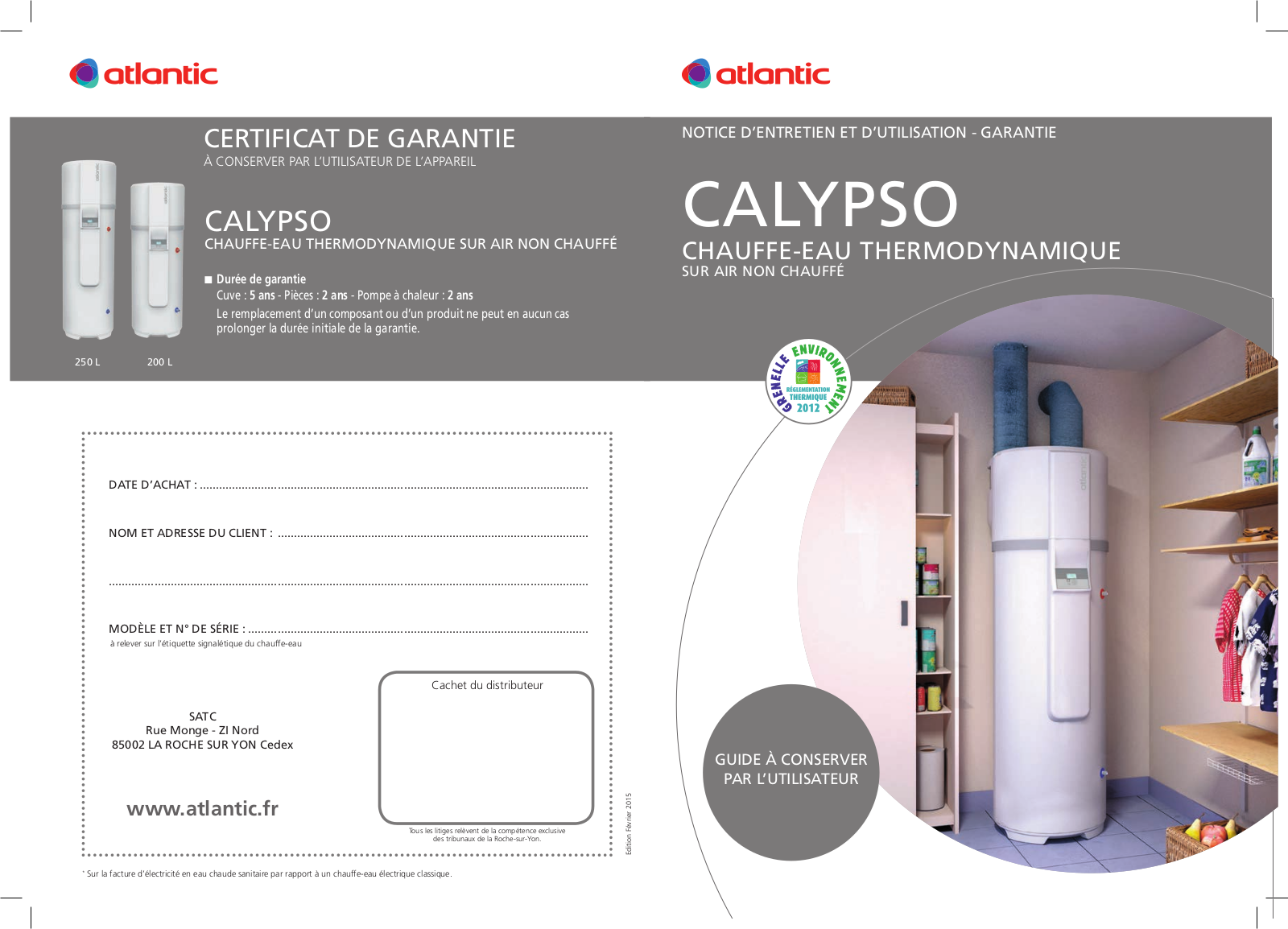 ATLANTIC CALYPSO User Manual