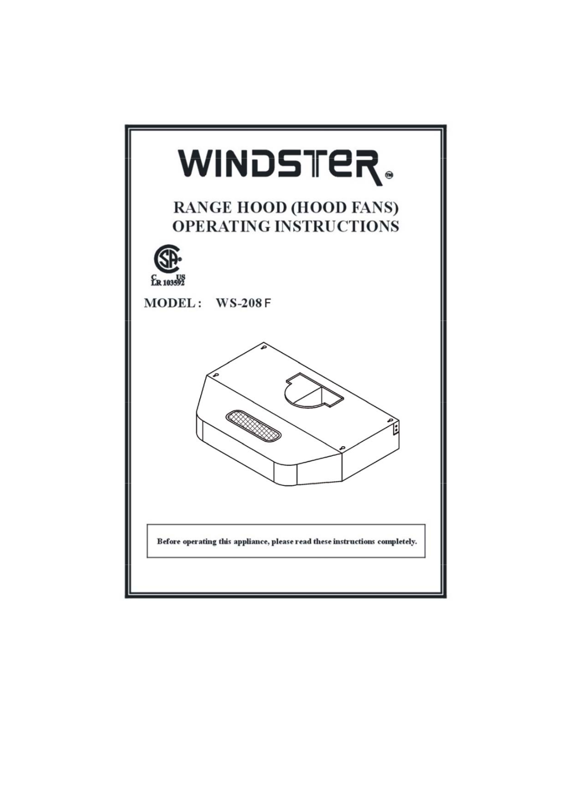 Windster WS-208F User Manual