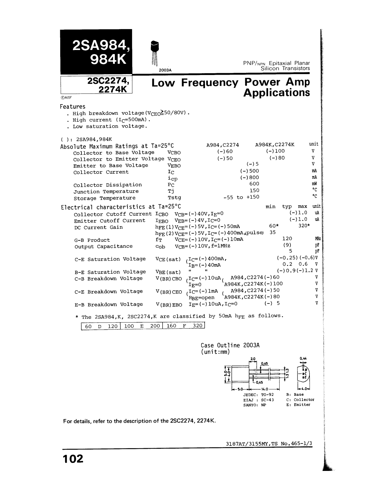 Datasheet 2SA984 Specification - ManualMachine.com