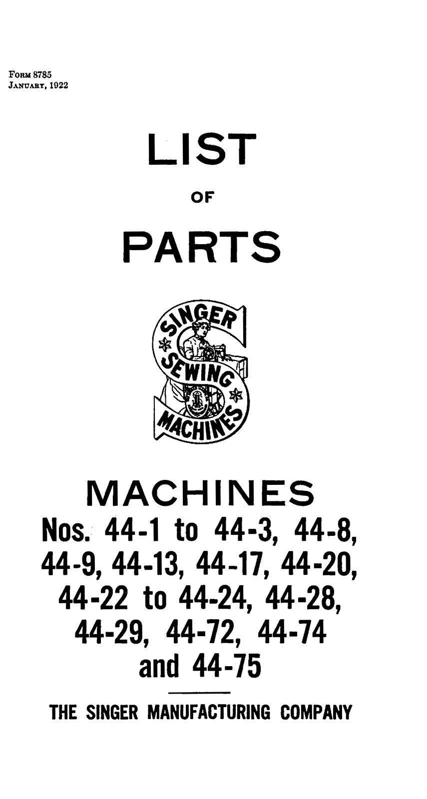 Singer 44-1, 44-2, 44-3, 44-8, 44-9 User Manual