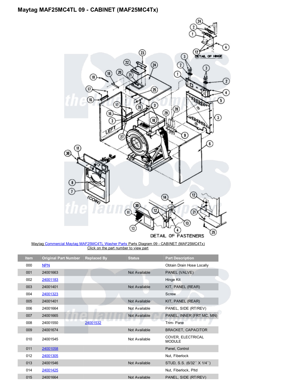 Maytag MAF25MC4TL Parts Diagram