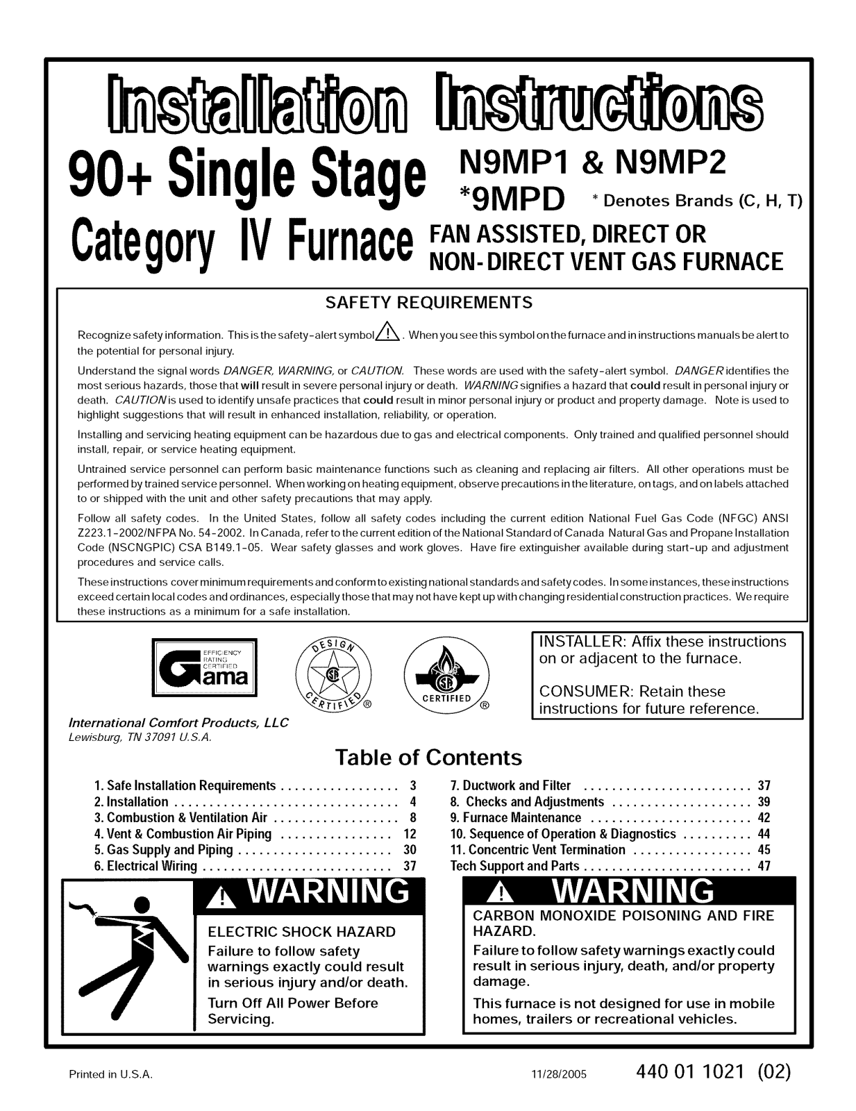 ICP C9MPD050F12C1, C9MPD075F12C1, C9MPD080J16C1, C9MPD100J14C1, C9MPD100J20C1 Installation Guide - ManualMachine.com