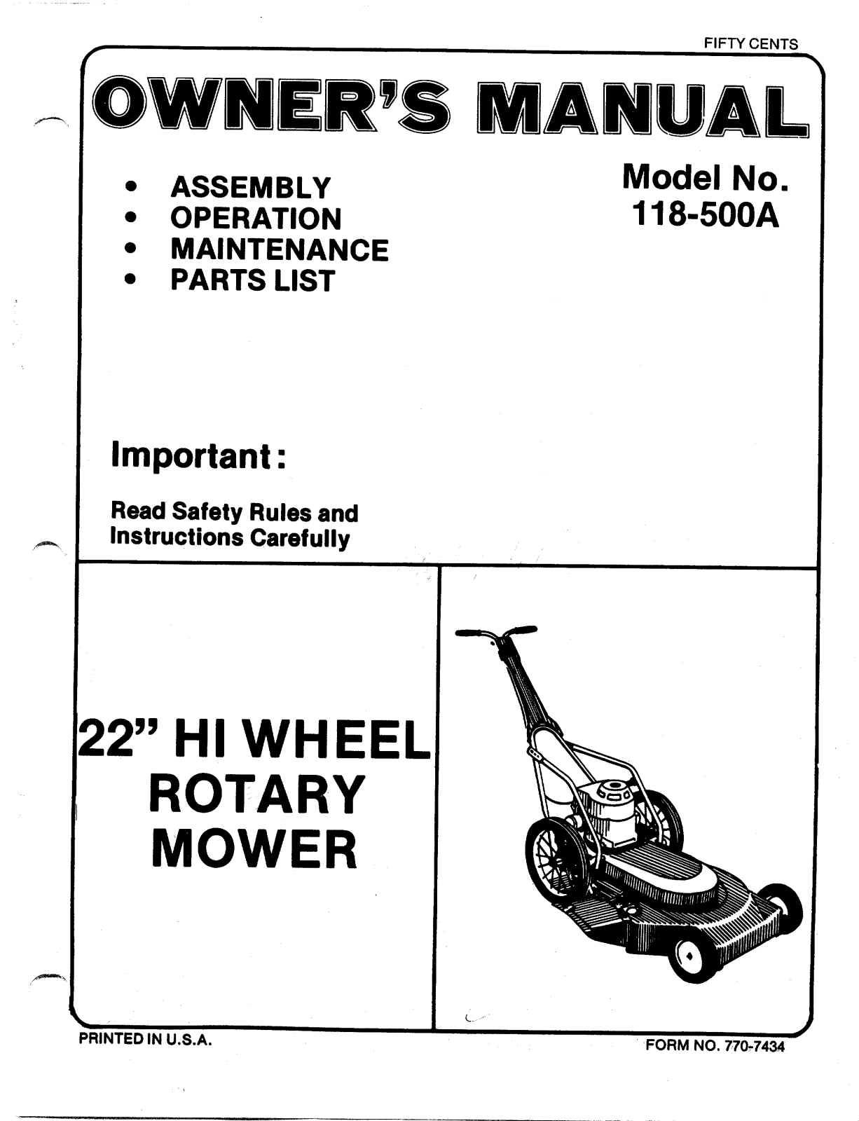 Bolens 118-500A User Manual