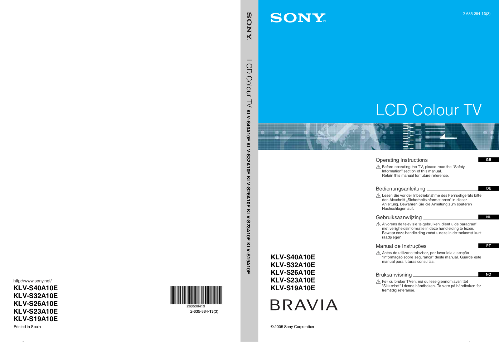 Sony KLV-S32A10E User Manual